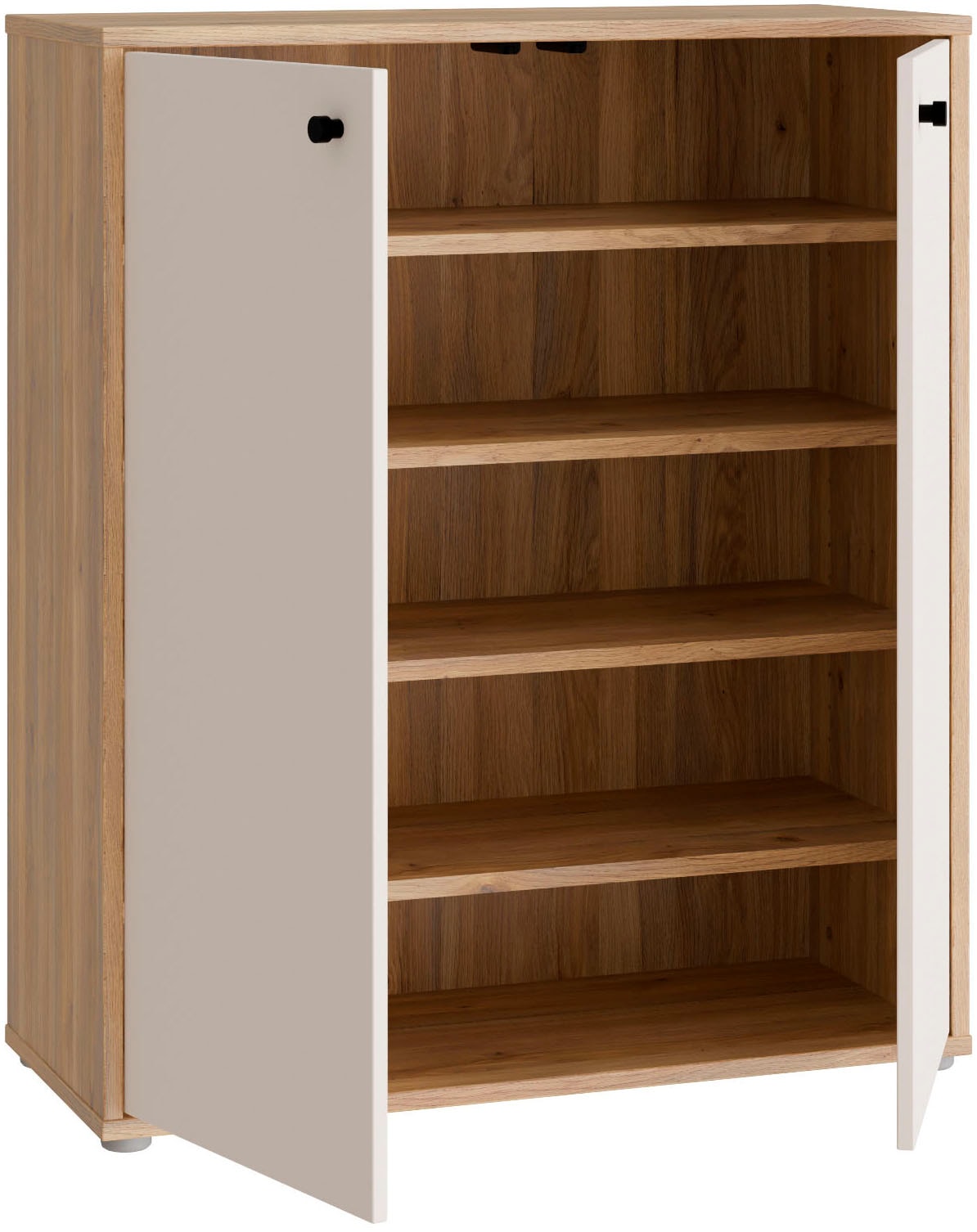 FORTE Schuhschrank Metallgriffe Schwarz B/H/T 83,7/98,3/34,9cm Soft Close