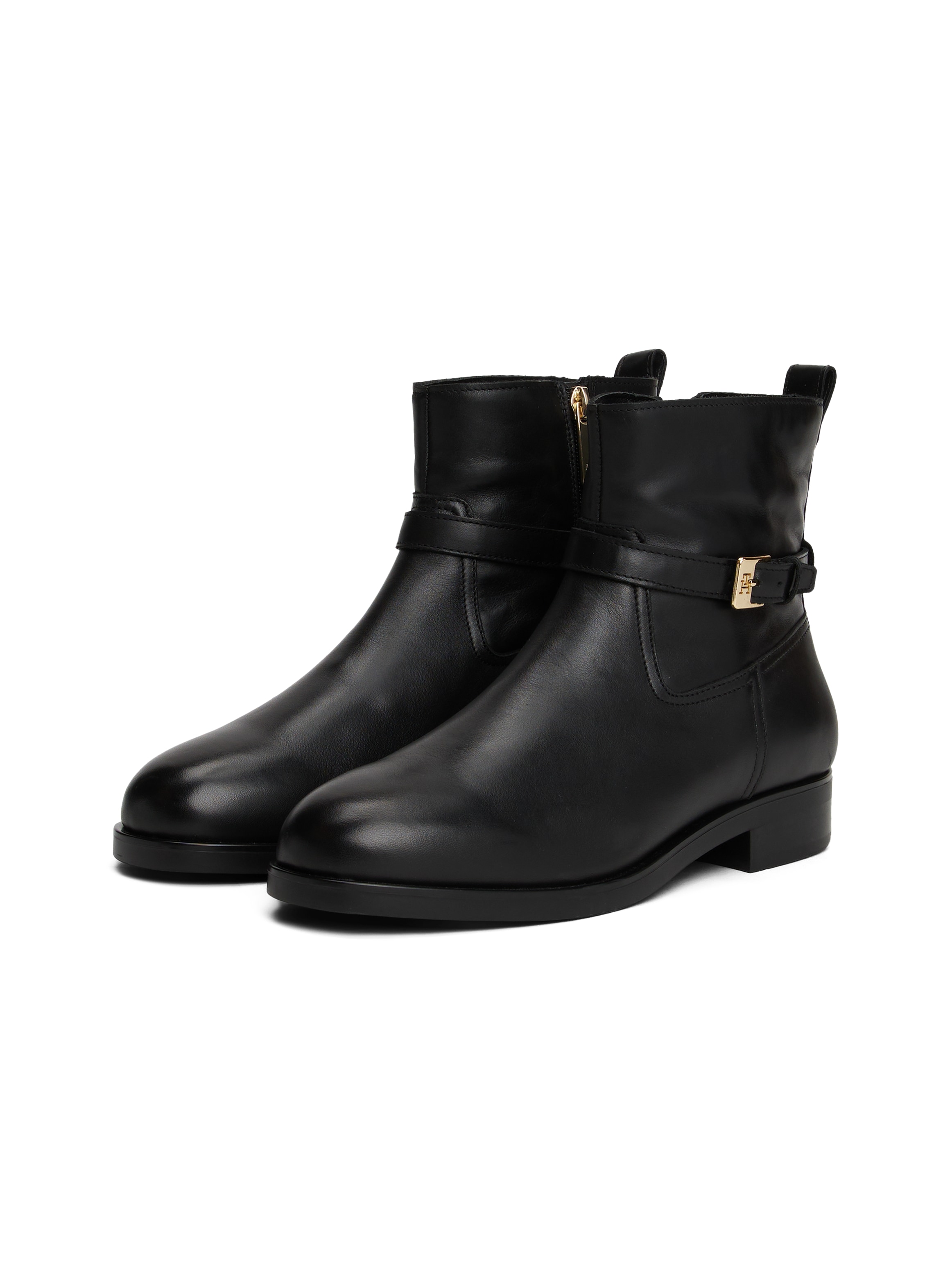 Tommy Hilfiger Stiefelette »TH BUCKLE RIDING LEATHER BOOTIE«  , Blockabsatz, Ankleboots, Businessschuh mit Zierschnalle