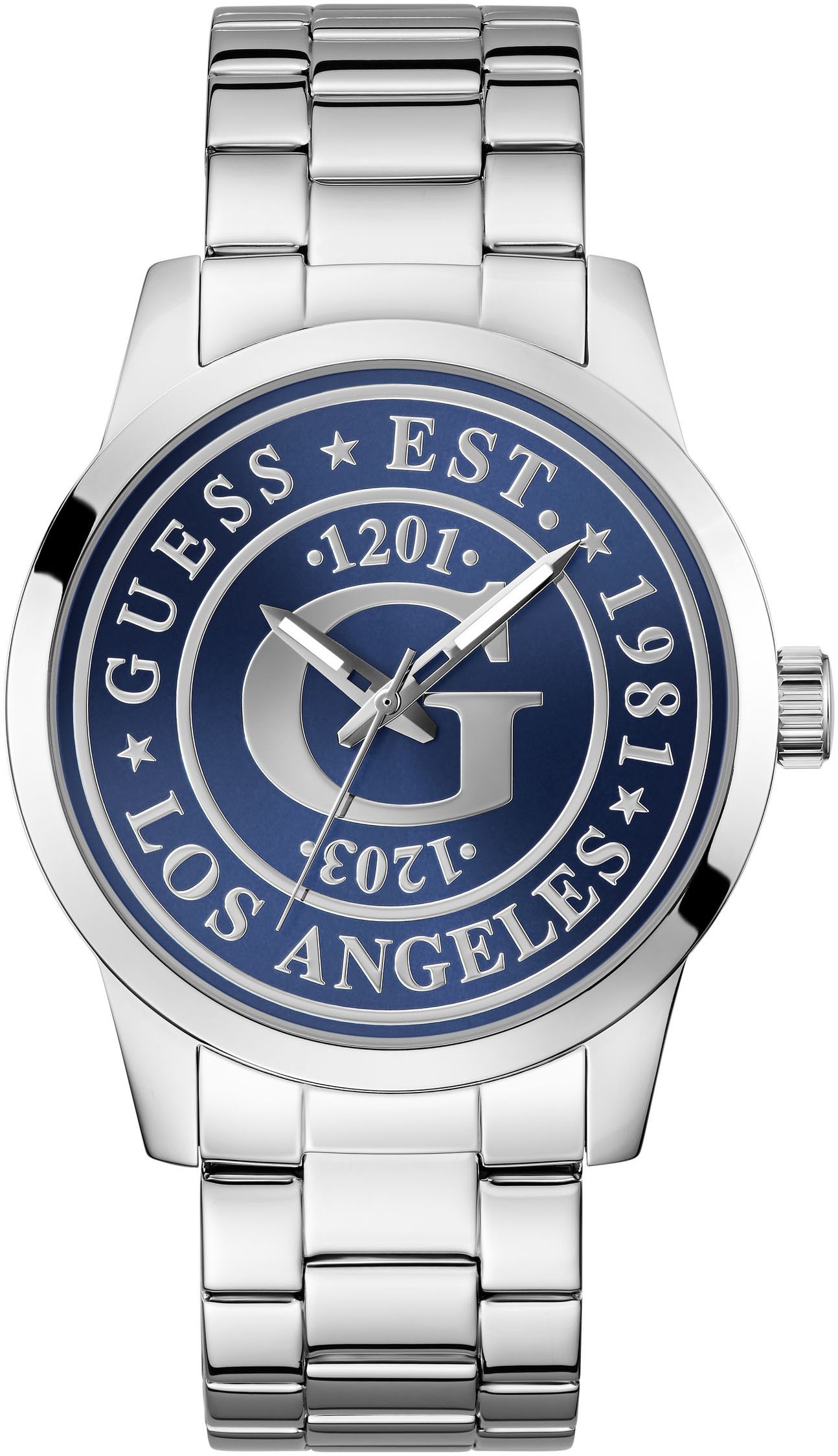Guess Quarzuhr »COLLEGIATE G« Armbanduhr, Herrenuhr, Edelstahlarmband