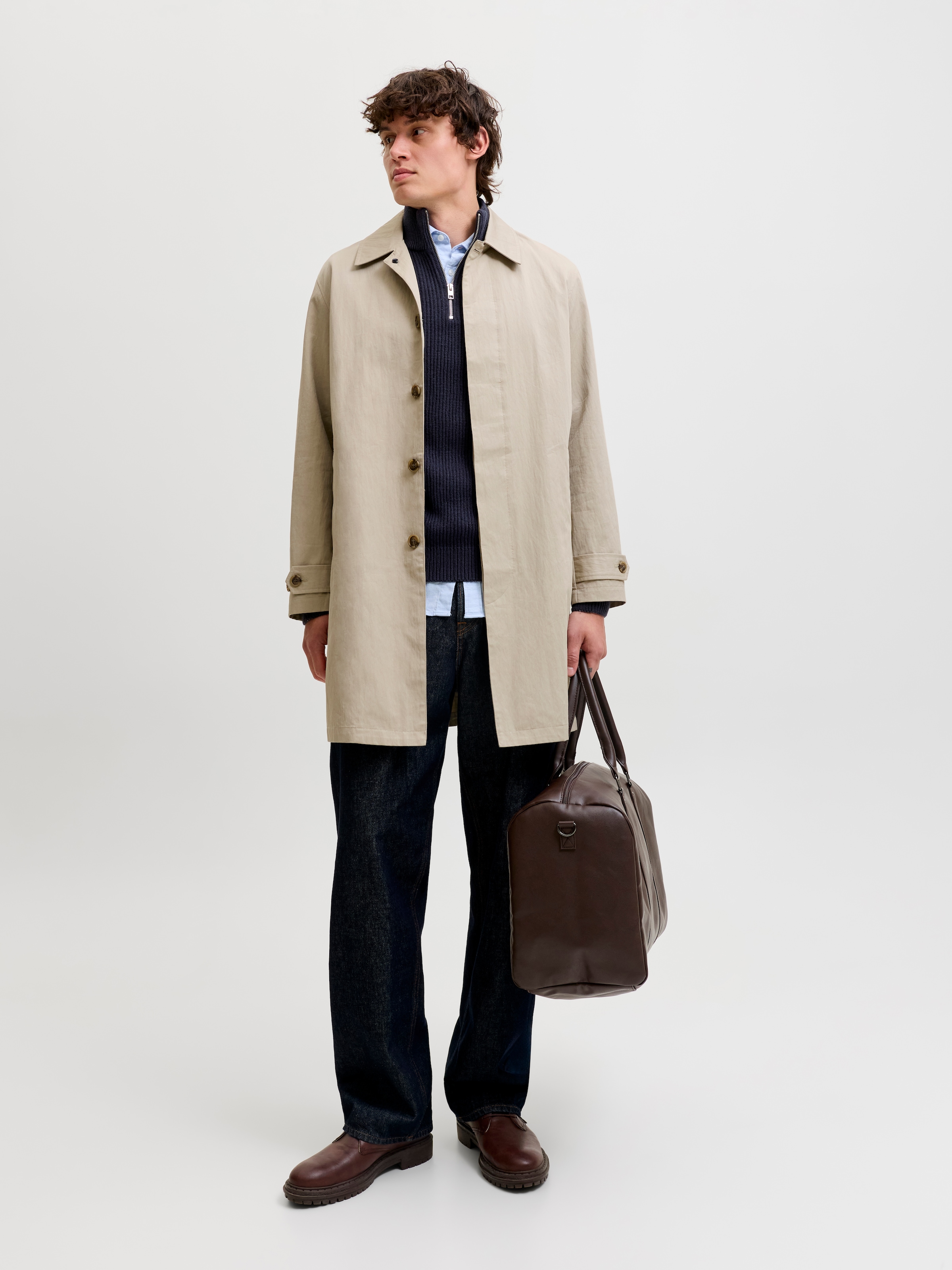 Jack & Jones Troyer »JJPANNEL KNIT HALF ZIP AW26« Materialmix, regular fit