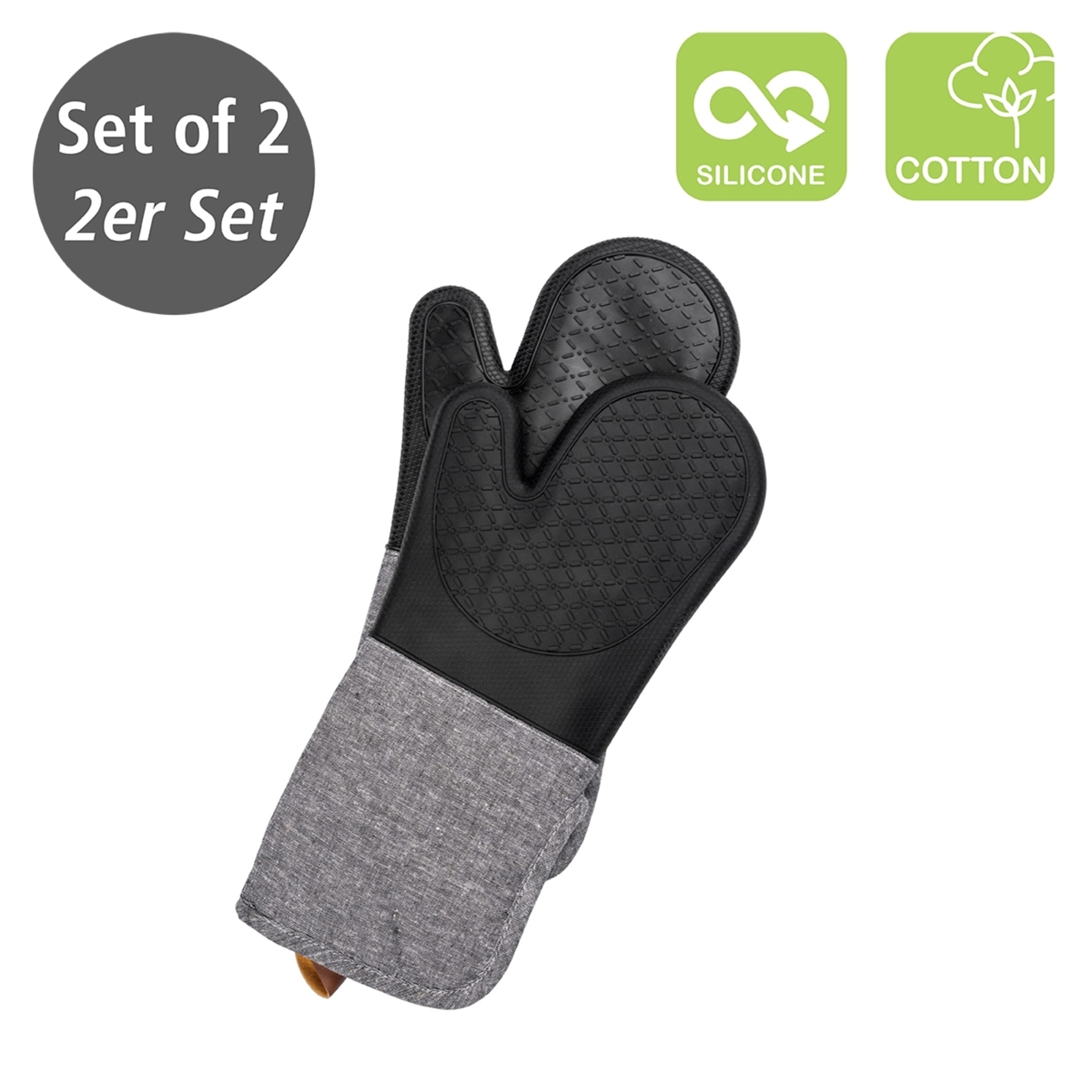 WENKO Topfhandschuhe »Modell Ada«, (Set, 2 tlg.), Ofen- und Grillhandschuhe, extra langer Schaft, Baumwollinnenseite