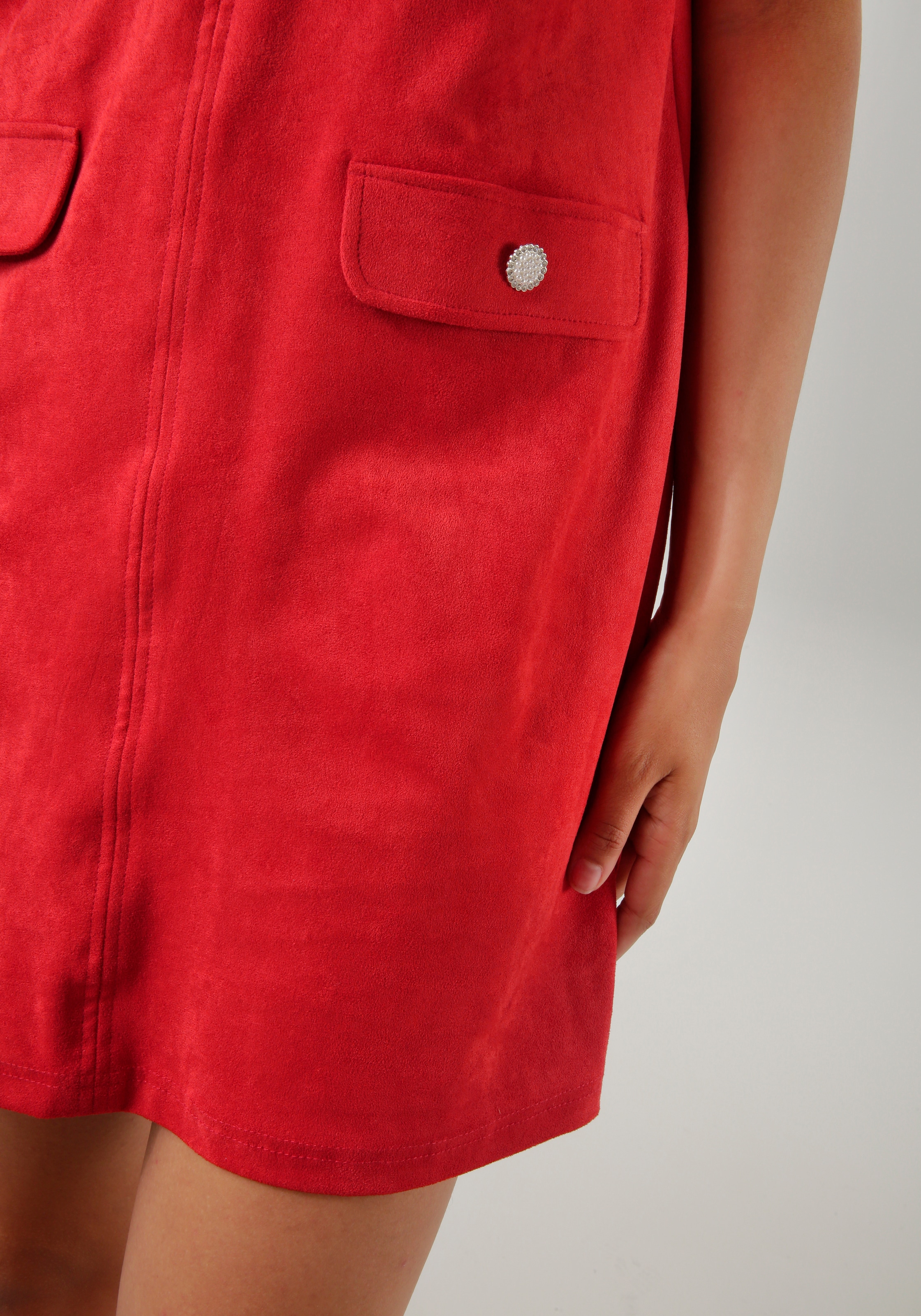 Aniston CASUAL Minikleid, aus elastischem Velours in Wildleder-Optik