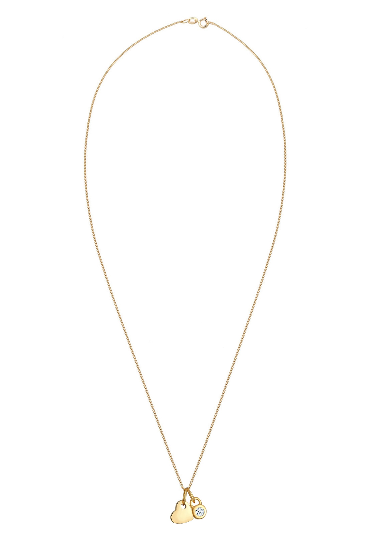 Elli DIAMONDS Silberkette »Halskette Herz Diamant Weiß Brillantschliff (0.03 ct) 585 Gelbgold«