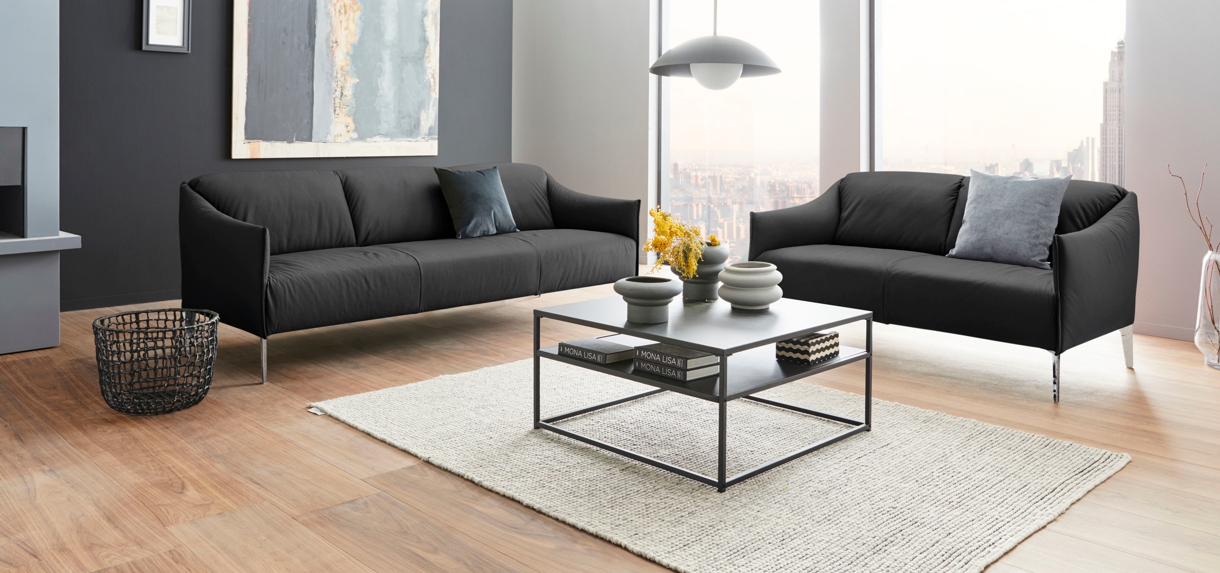 W.SCHILLIG 3-Sitzer »sally« mit Metall-Winkelfüßen in Chrom glänzend, Breite 224 cm