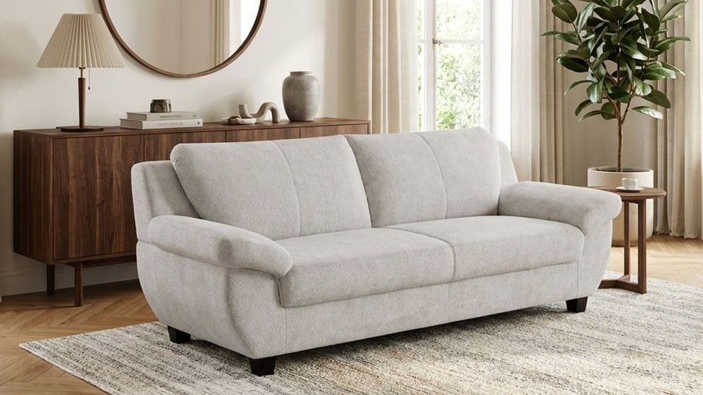 OTTO home 3-Sitzer »Silkeborg 207 cm, formschönes Sofa mit dunklen Füßen« aus pflegeleichtem, weichem Luxus-Microfaser
