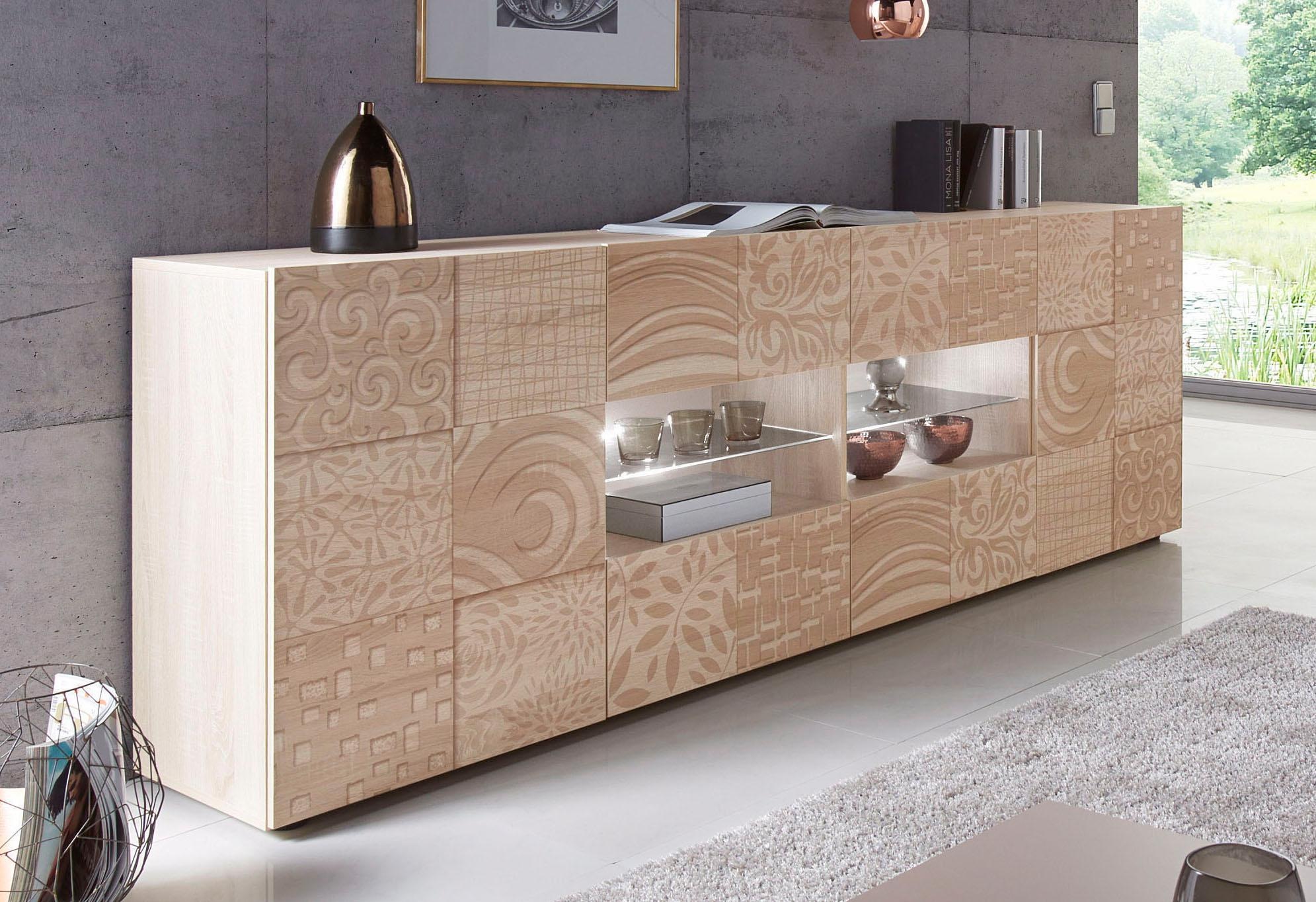 INOSIGN Sideboard »Miro«, Breite 241 cm mit dekorativem Siebdruck