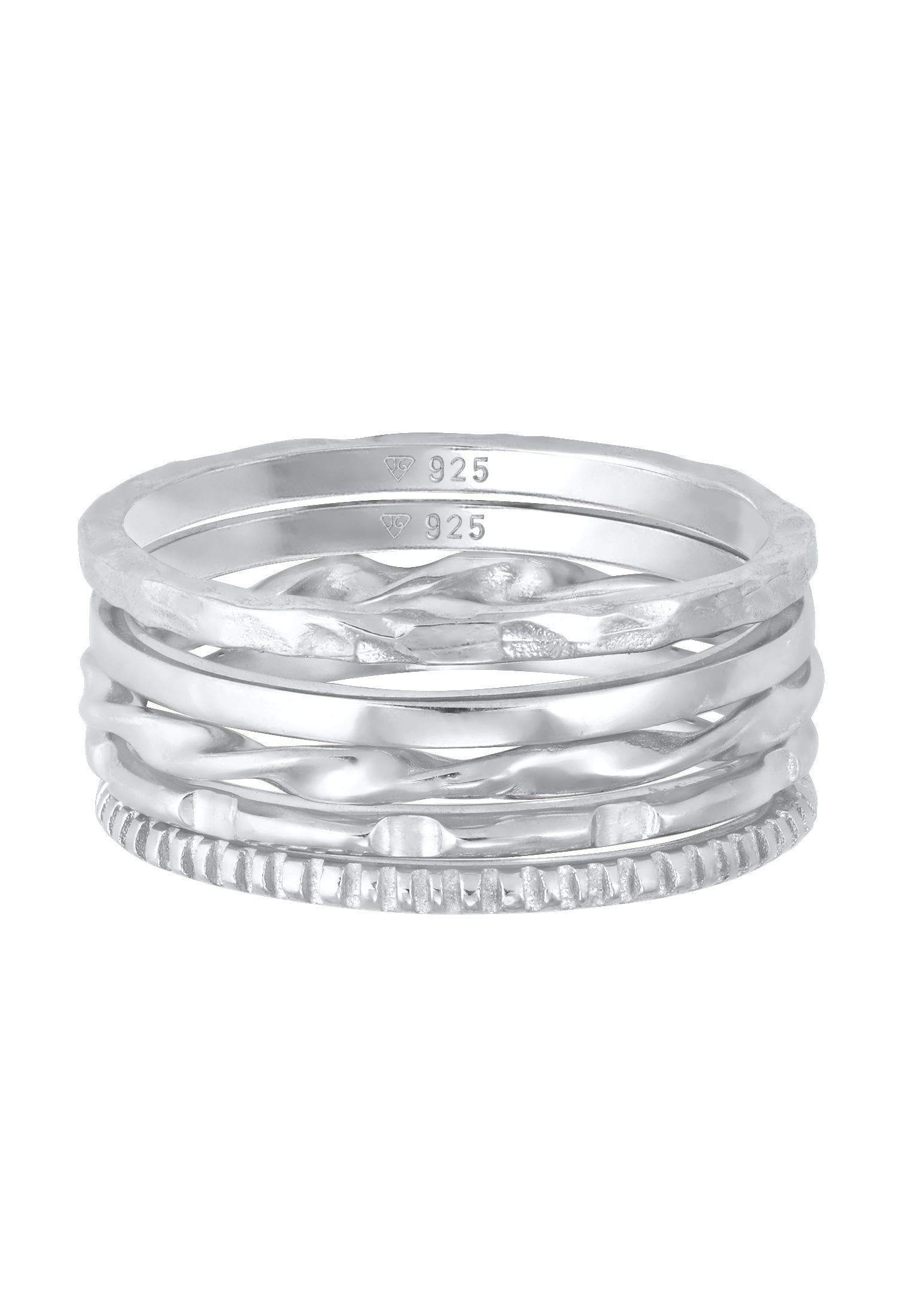 Elli Ring-Set »Ring Stapelringe Stacking Basic 5er Set 925 Silber«