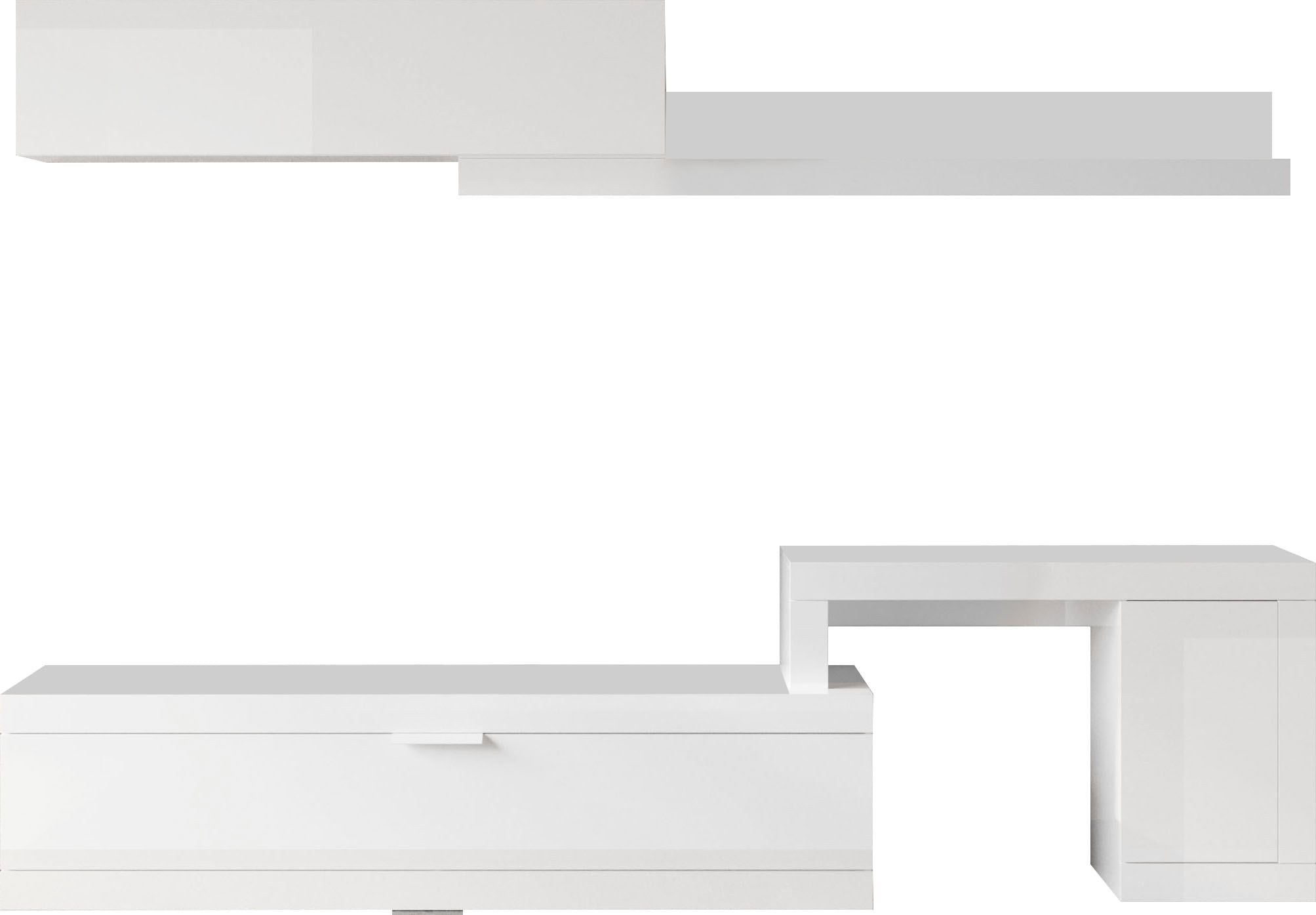 INOSIGN Wohnwand »Slim«, (4 St.), 4-tlg., weiß Hochglanz Lack