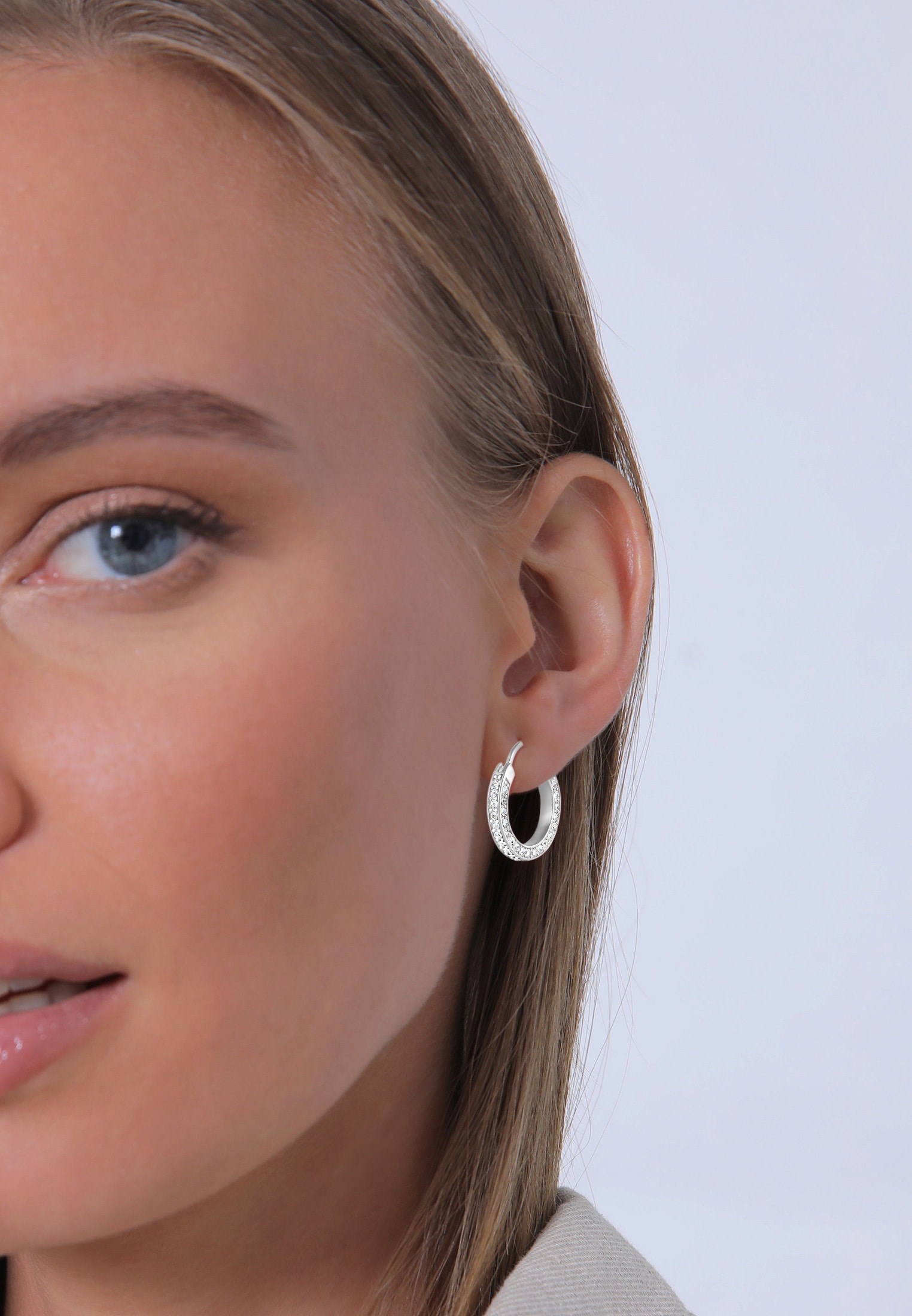 Elli Premium Paar Creolen »Ohrringe Creolen Kristall 925 Silber«