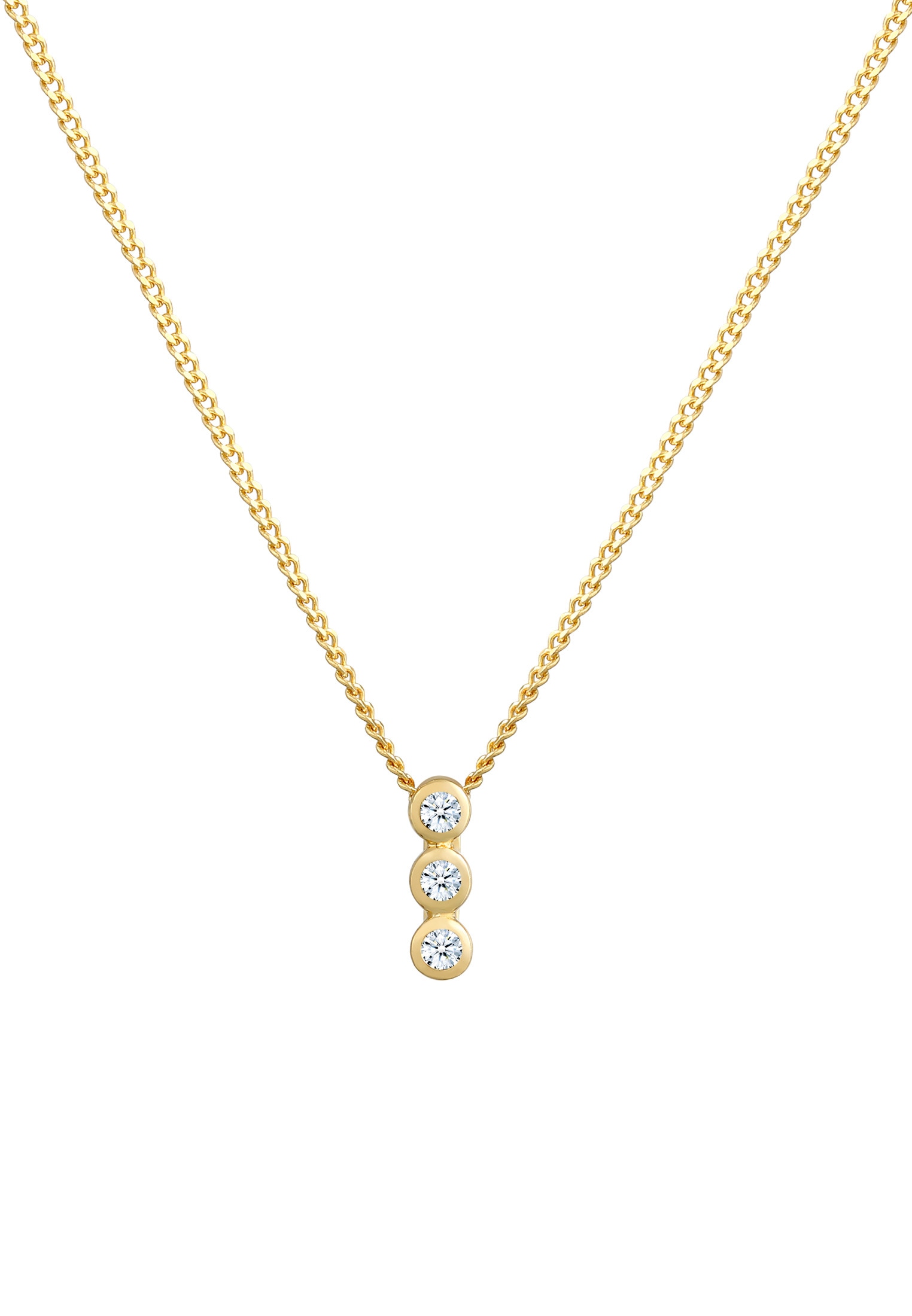 Elli DIAMONDS Silberkette »Halskette Diamant Trio Brillantschliff (0.045 ct) 585 Gelbgold«