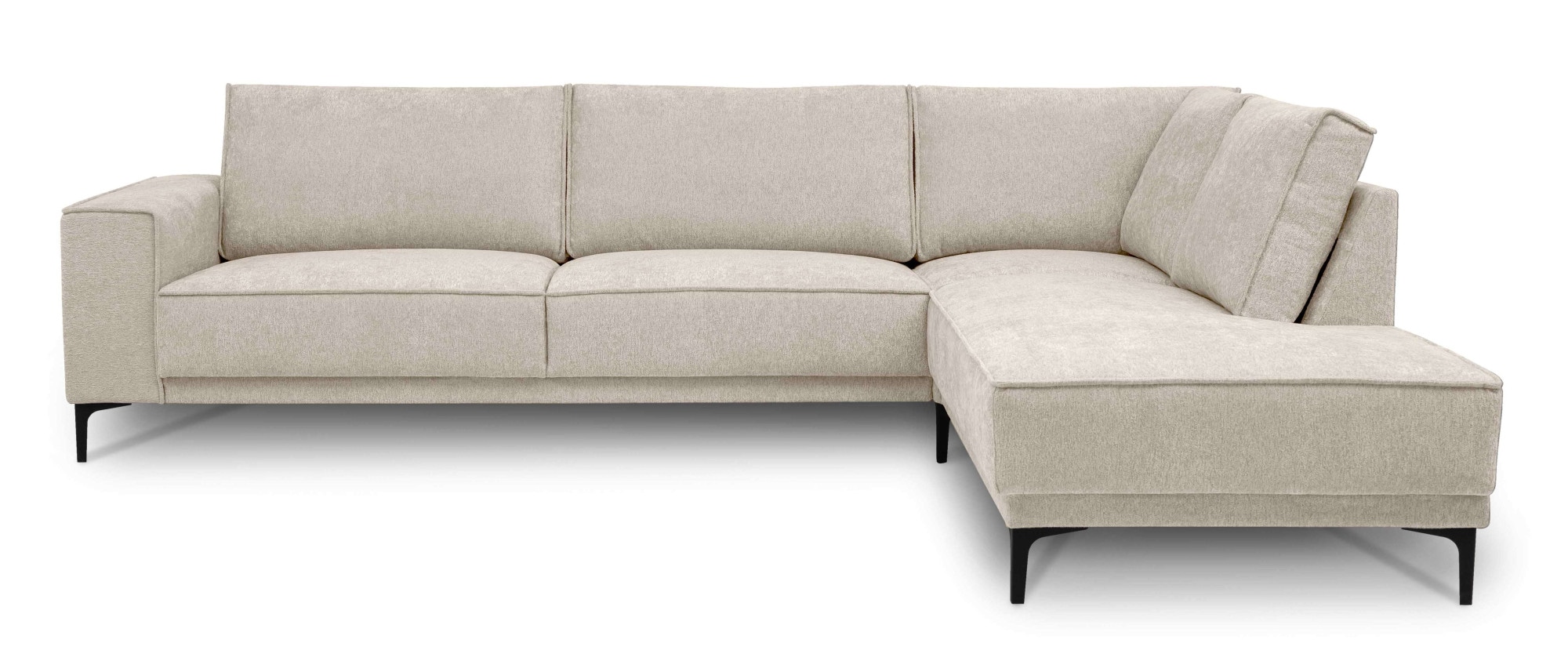 Places of Style Ecksofa »Polsterecke Oland, Struktur, Flachgewebe, Luxus-Microfaser, Boucle«, L-Form, 289 cm, Wellenunterfederung, Skandi-Design, Metallfüße