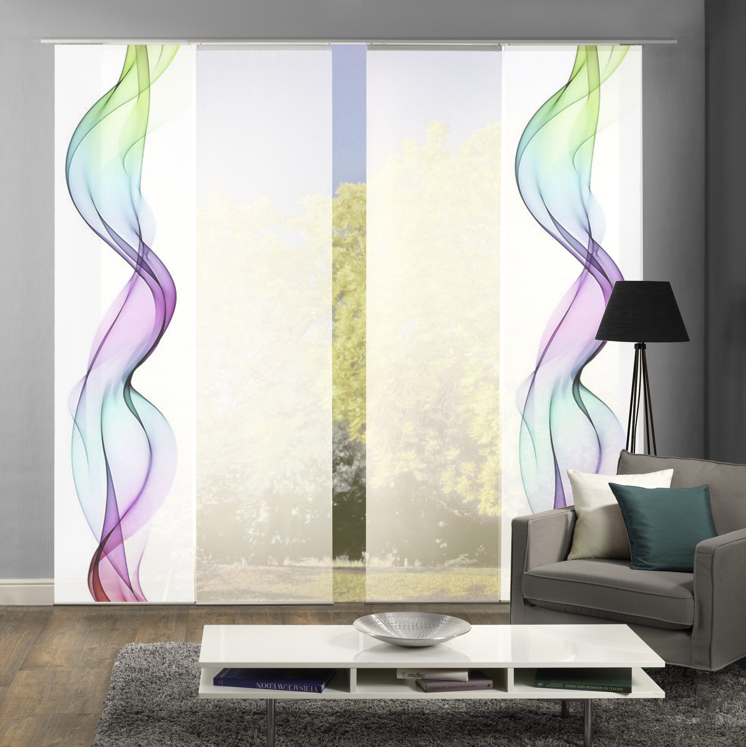 HOME WOHNIDEEN Schiebegardine »ALBERTA« Klettband 4 Stk. tlg. HxB: 245x60, Blickdicht, inkl. Befestigungszubehör