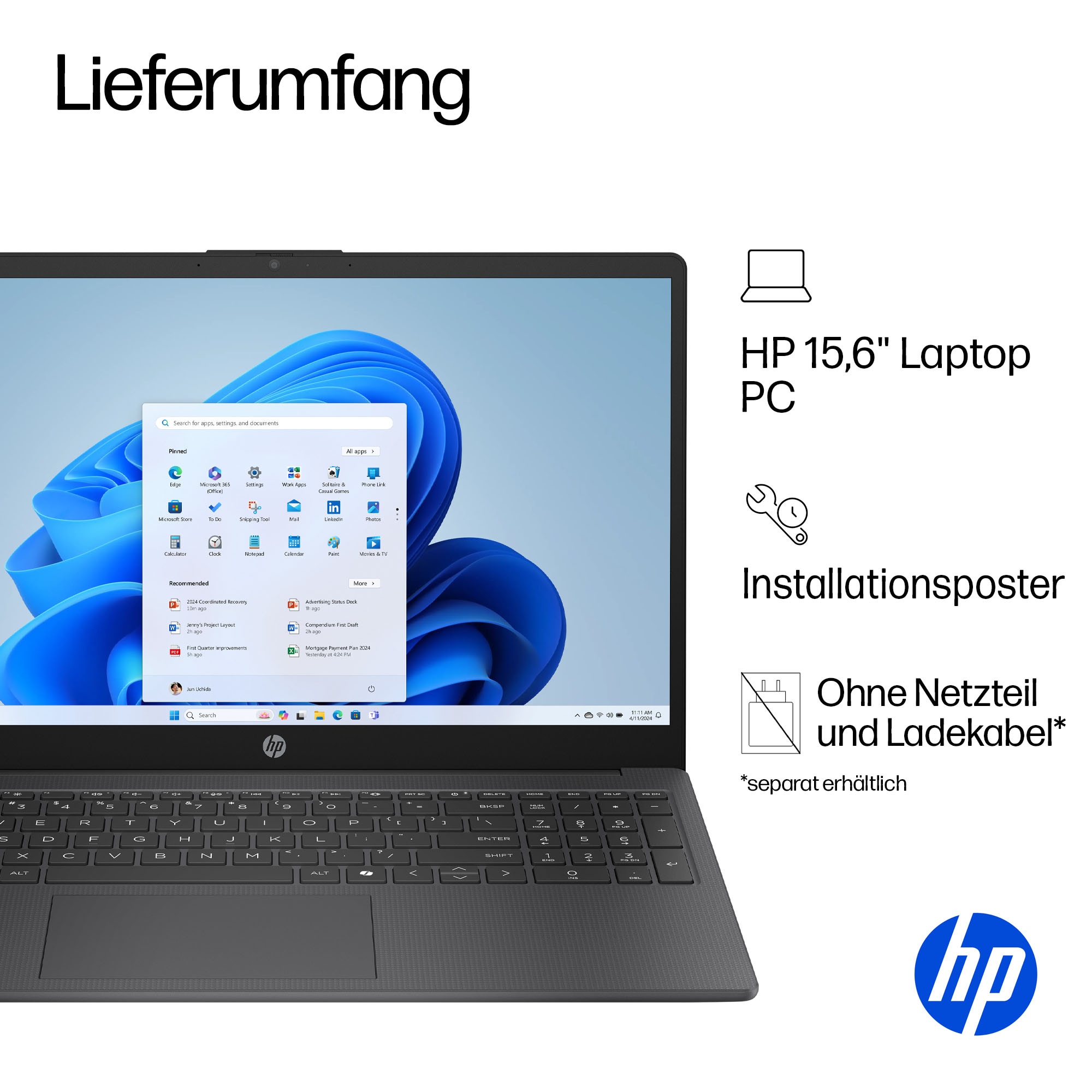 HP Notebook »15-fc103Xngx« 39,6 cm / 15,6 ″ AMD Ryzen 3 Radeon™ 610M 256 GB SSD