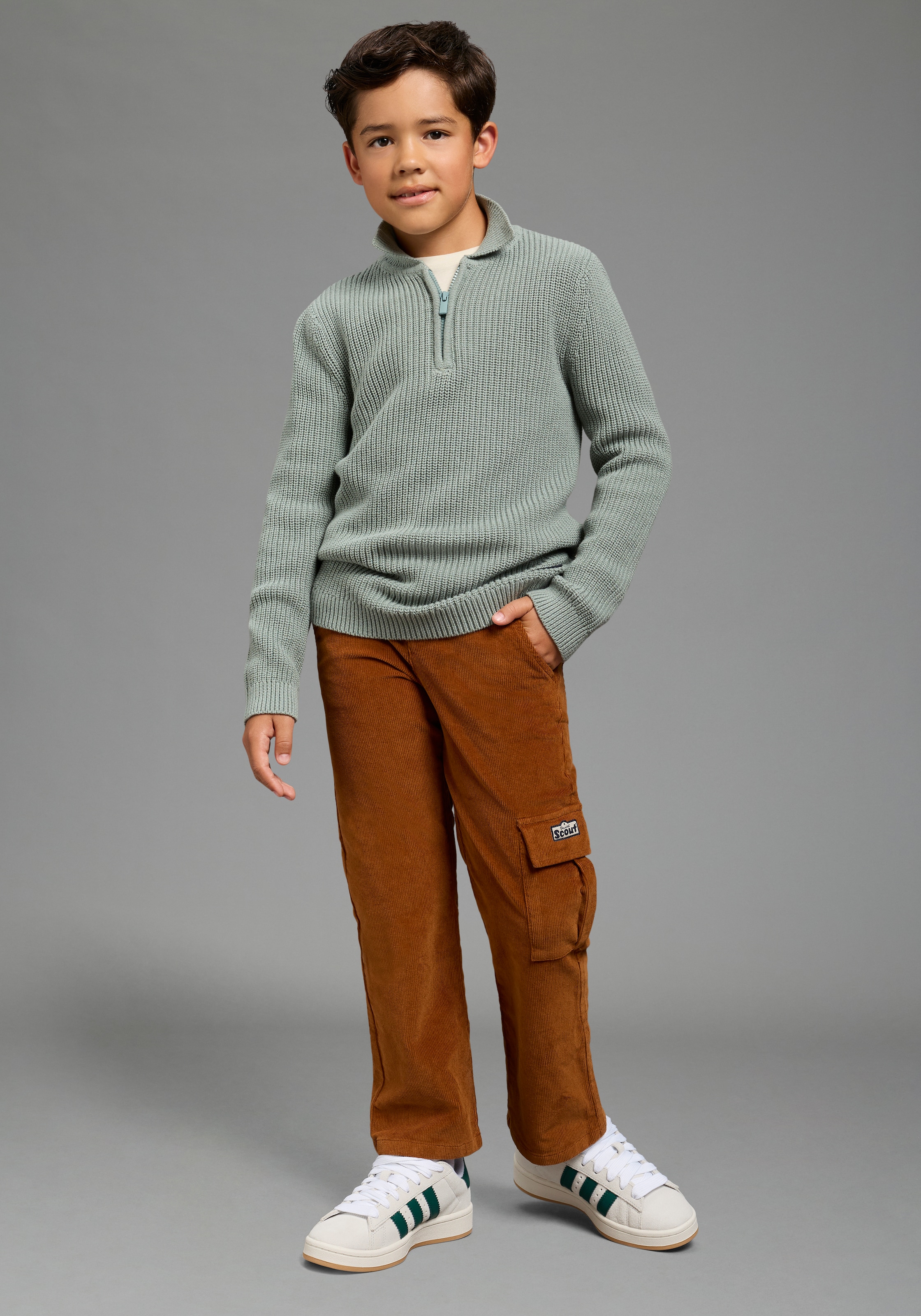 Scout Strickpullover »Gerippter Pulli mit Kragen und Reißverschluss - NEU von SCOUT« mit langen Ärmeln, aus Strickmaterial mit hohem Baumwollanteil