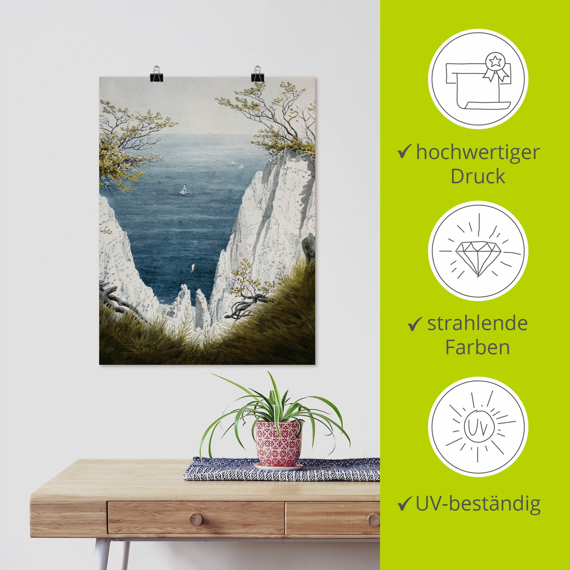 Artland Wandbild »Kreidefelsen auf Rügen, um 1826« Gewässer 1 Stk. tlg. als Leinwandbild, Poster in verschied. Größen