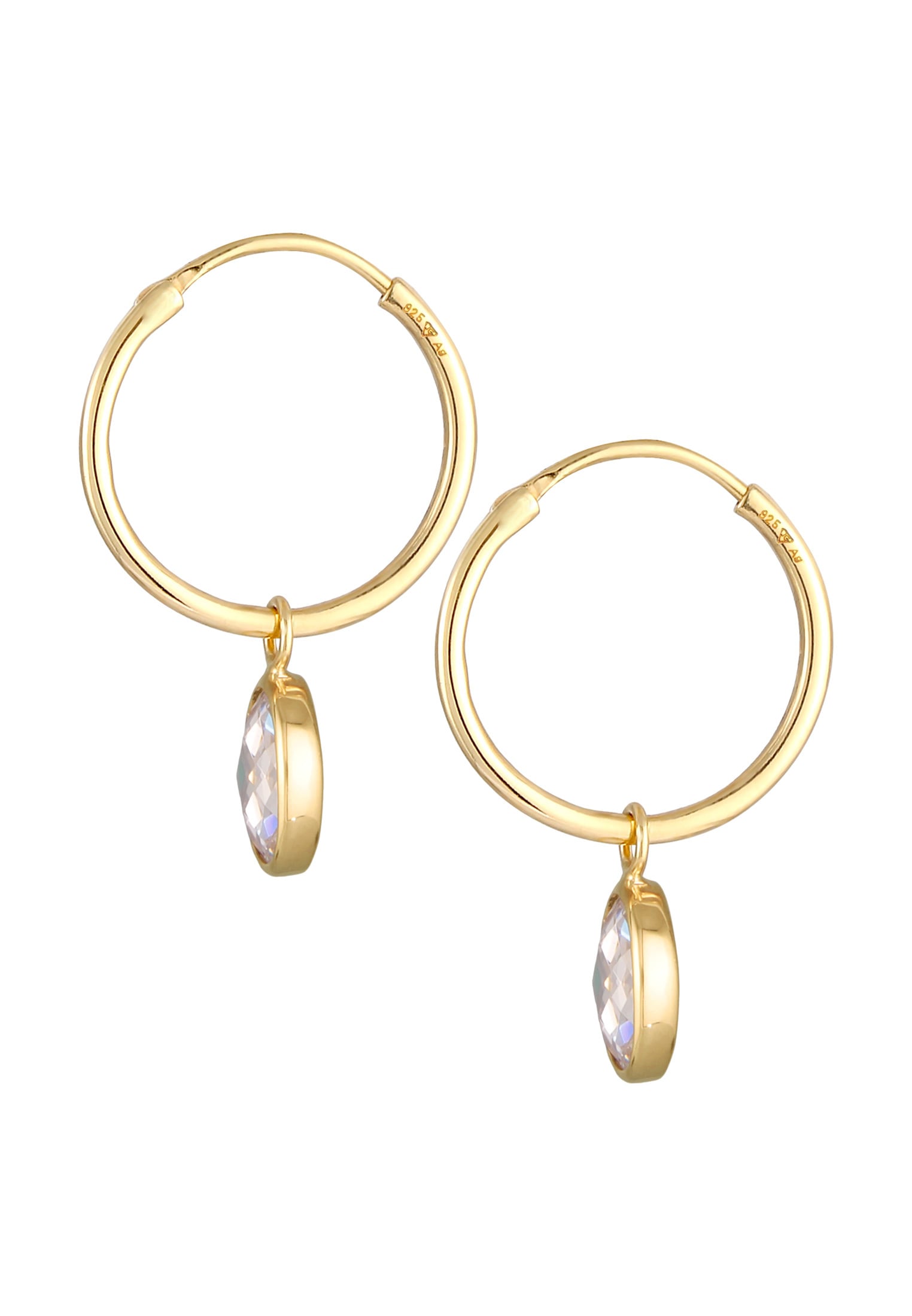 Nenalina Paar Creolen »Ohrringe Creolen Zirkonia Anhänger Oval 925 Silber«