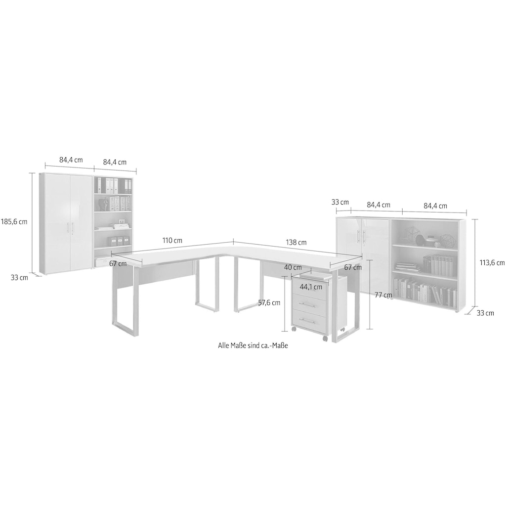 BMG Möbel Büro-Set »Tabor Office 1«, (Set, 8 St.)