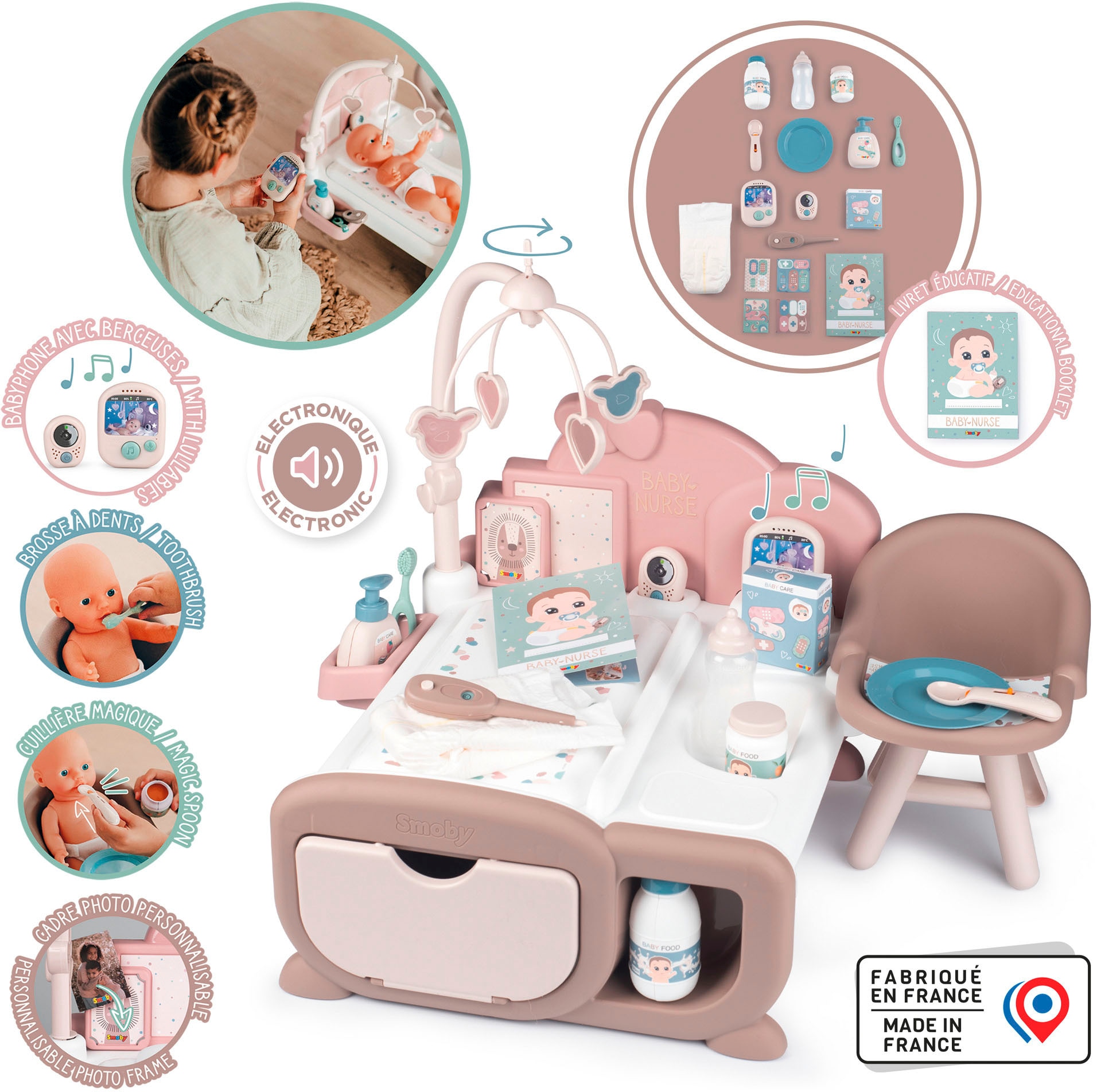 Smoby Puppen Pflegecenter »Baby Nurse, Cocoon 3-in-1«, mit Sound; Made in Europe