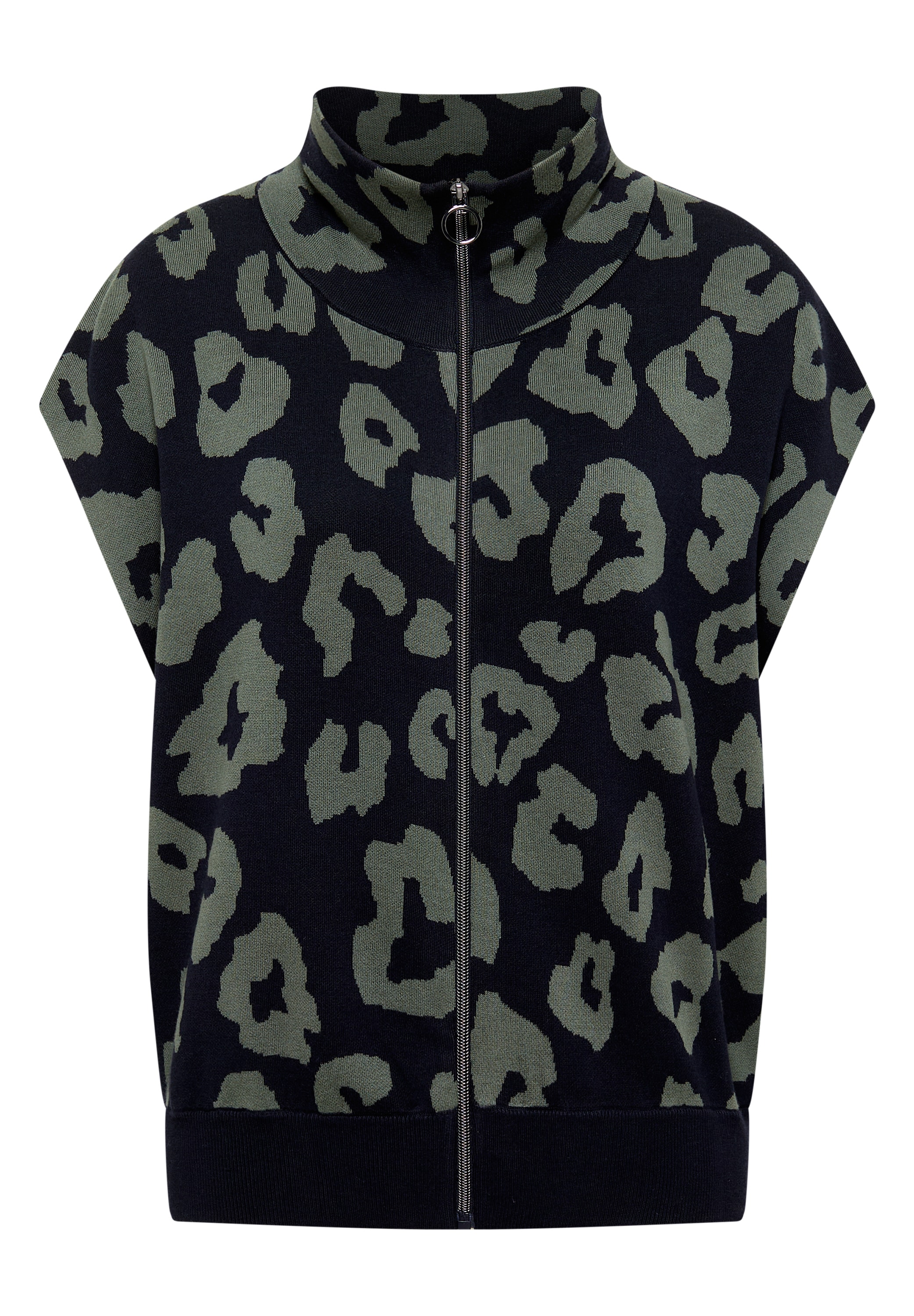 Cecil Strickweste ärmellos, mit Animal Print, großer Kragen