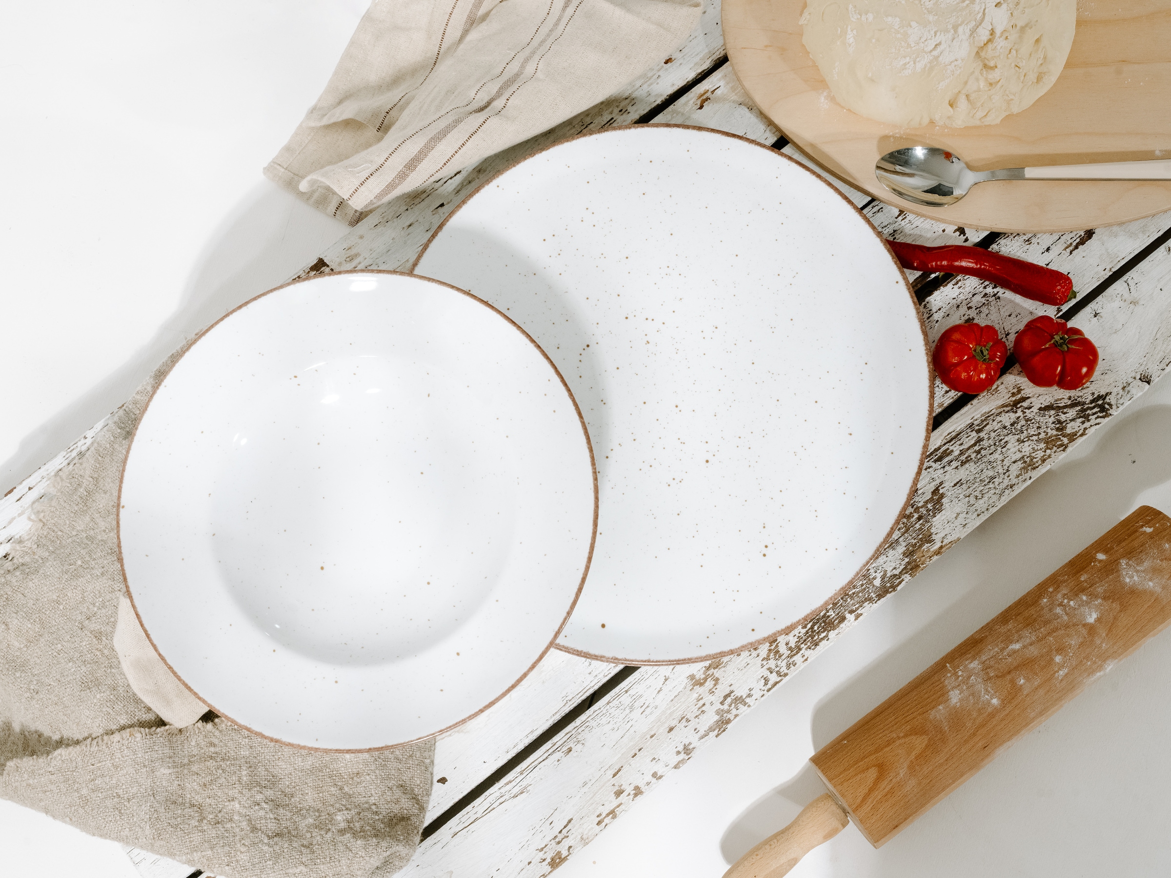 CreaTable Pastateller »Vintage Nature, Teller-Set, 4-tlg.« Naturverbundenes Design, Vielseitig einsetzbar