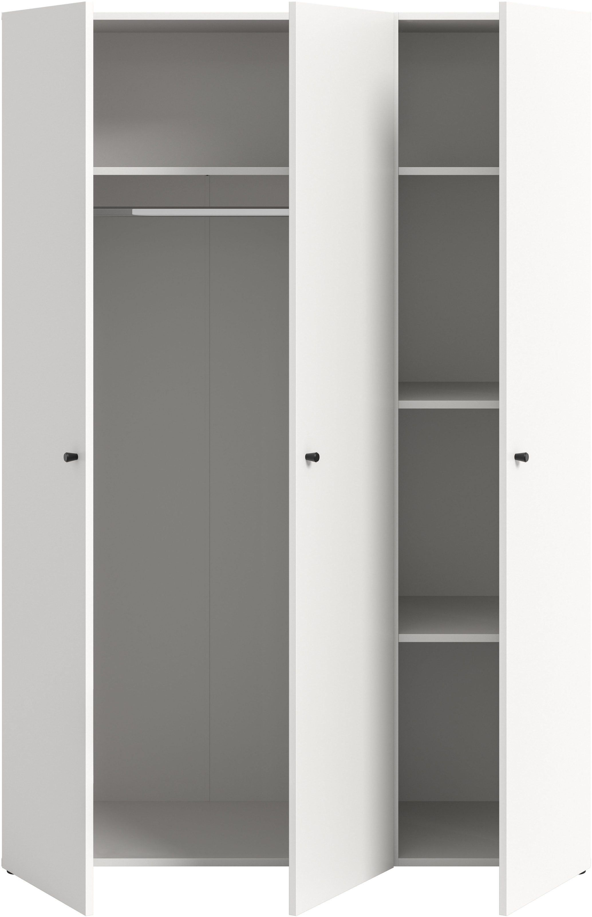 Home affaire Kleiderschrank »BILLINGS, TOPSELLER!, Schlafzimmerschrank, Schrank, Garderobenschrank«, (OTTO BESTSELLER, Garderobe & Schlafzimmer), Breite 130cm, weiß, 3-türig, inkl. 1 Kleiderstangen und 4 Ablageböden