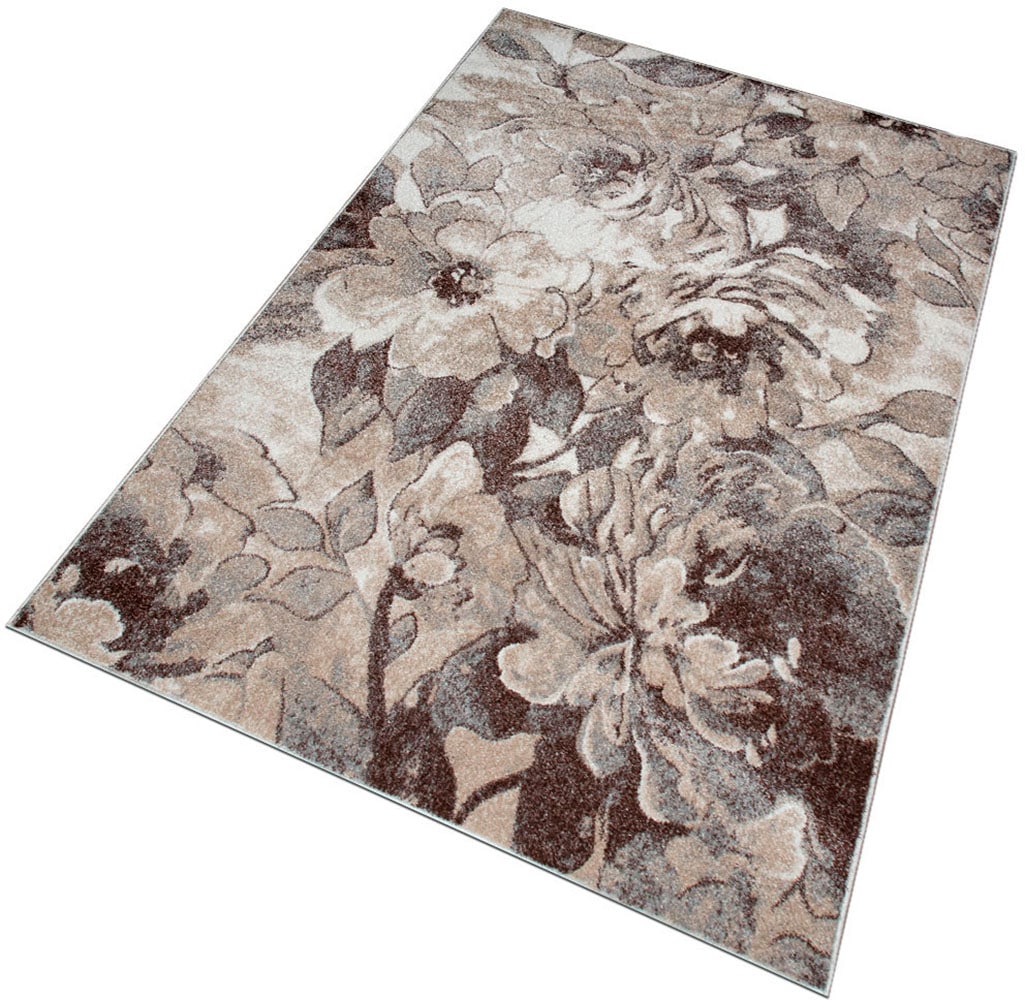 my home Teppich »Almrose«, rechteckig, 9 mm Höhe, mit besonders weichem Flor, Blumen Muster, florales Design, Kurzflor