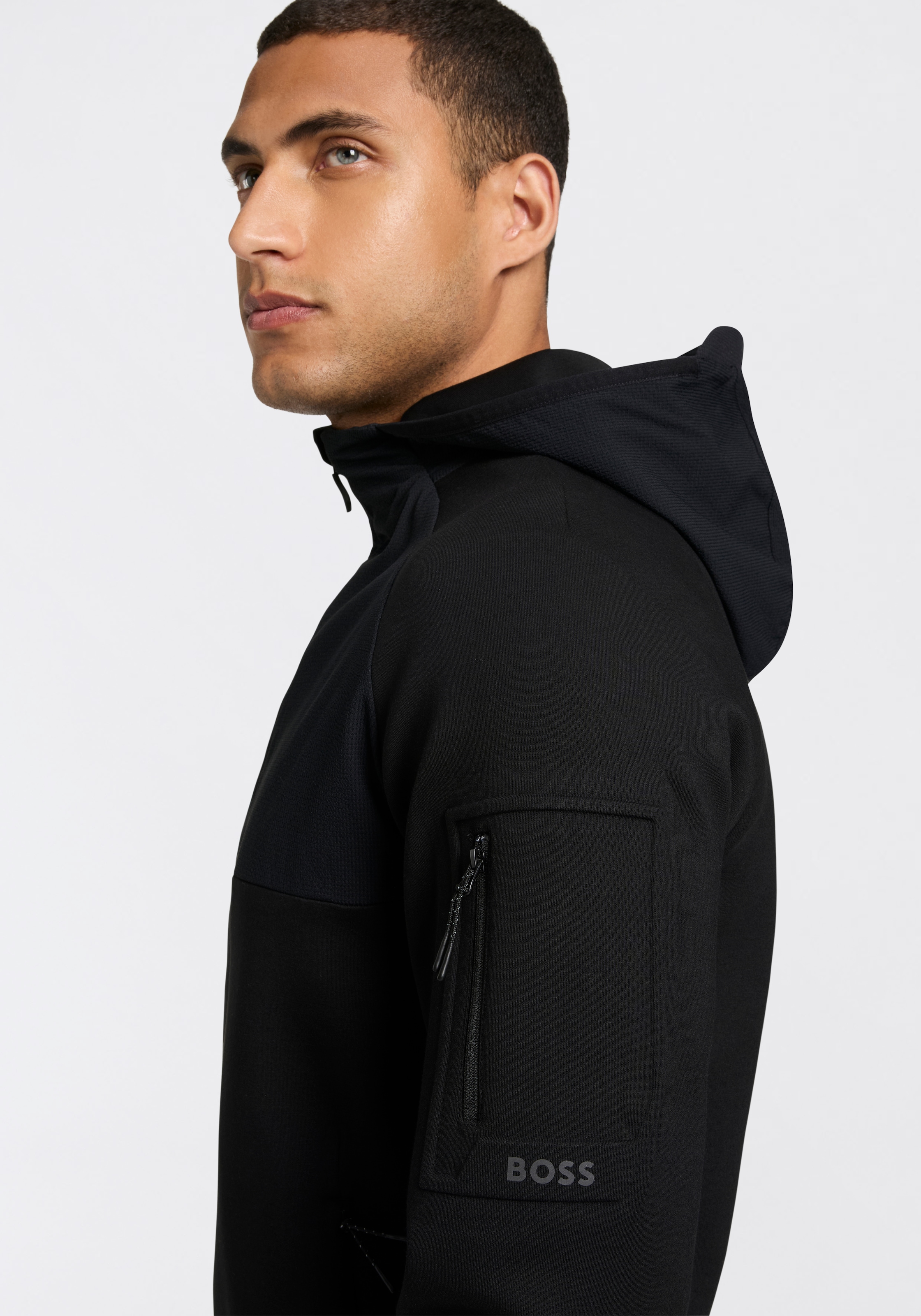 BOSS GREEN Kapuzensweatshirt »QZ Urban Tech«, mit Reißverschlusstaschen