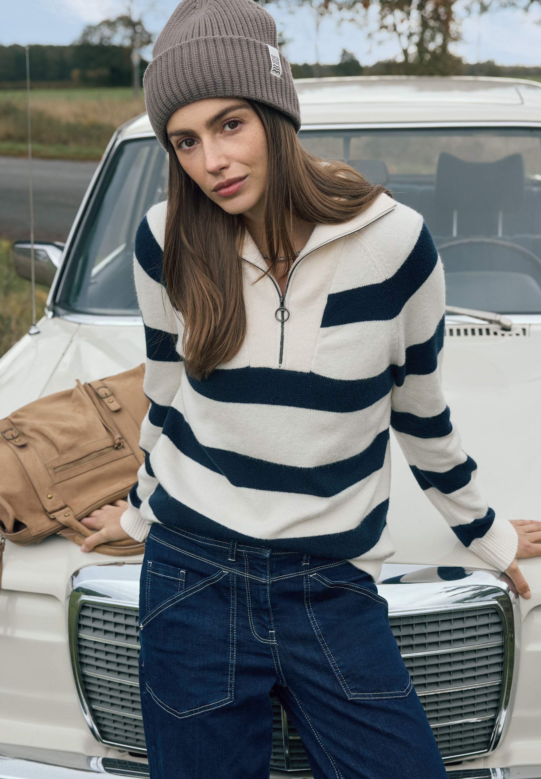 Cecil Troyer gestreift, bequem, mit Zipper am Kragen