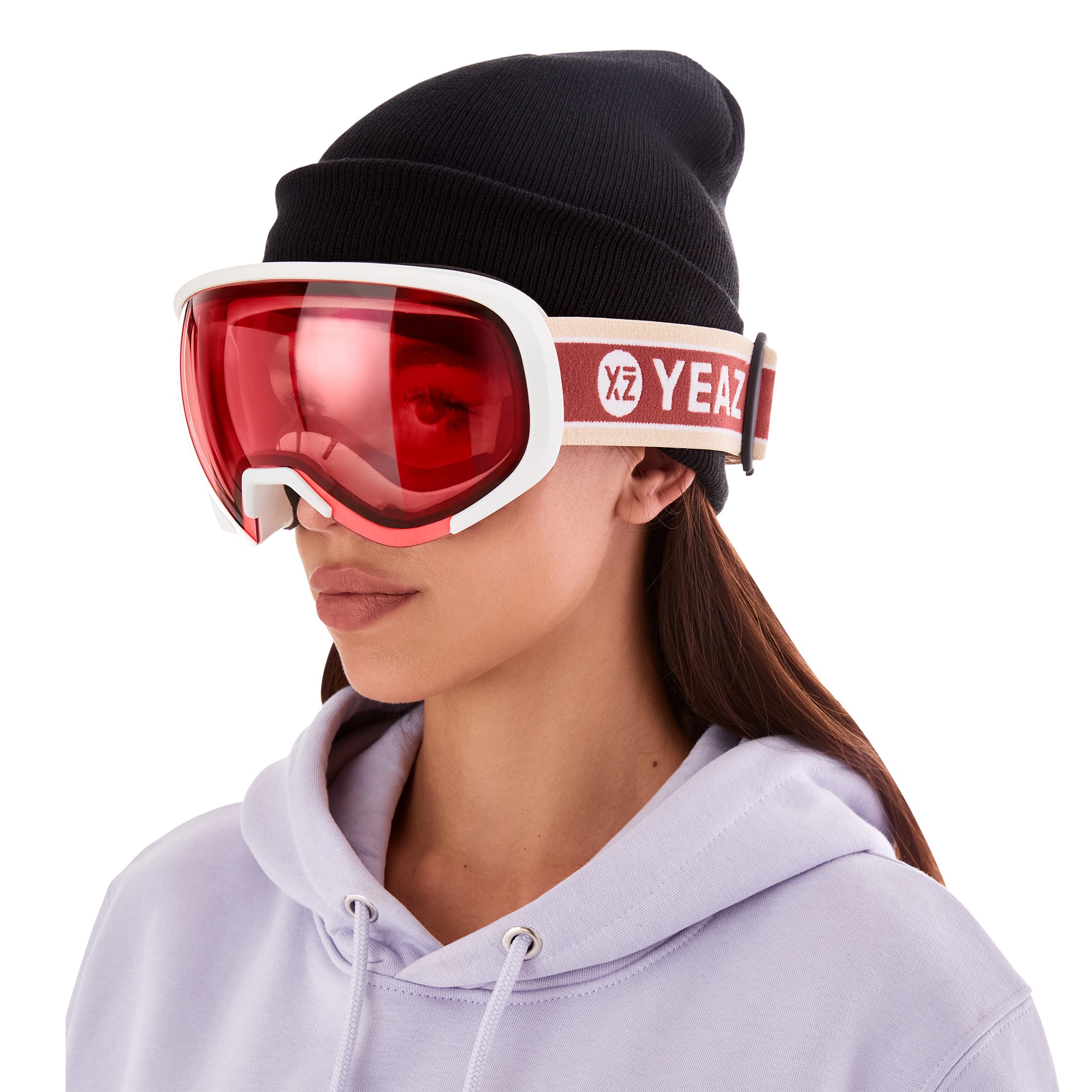 YEAZ Snowboardbrille »Ski- und Snowboard-Brille rot/matt weiß BLACK RUN«