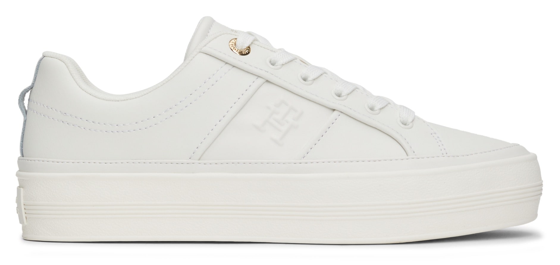 Tommy Hilfiger Plateausneaker »ESSENTIAL VULC SNEAKER MONOGRAM«, Freizeitschuh, Halbschuh, Schnürschuh mit Monogramm