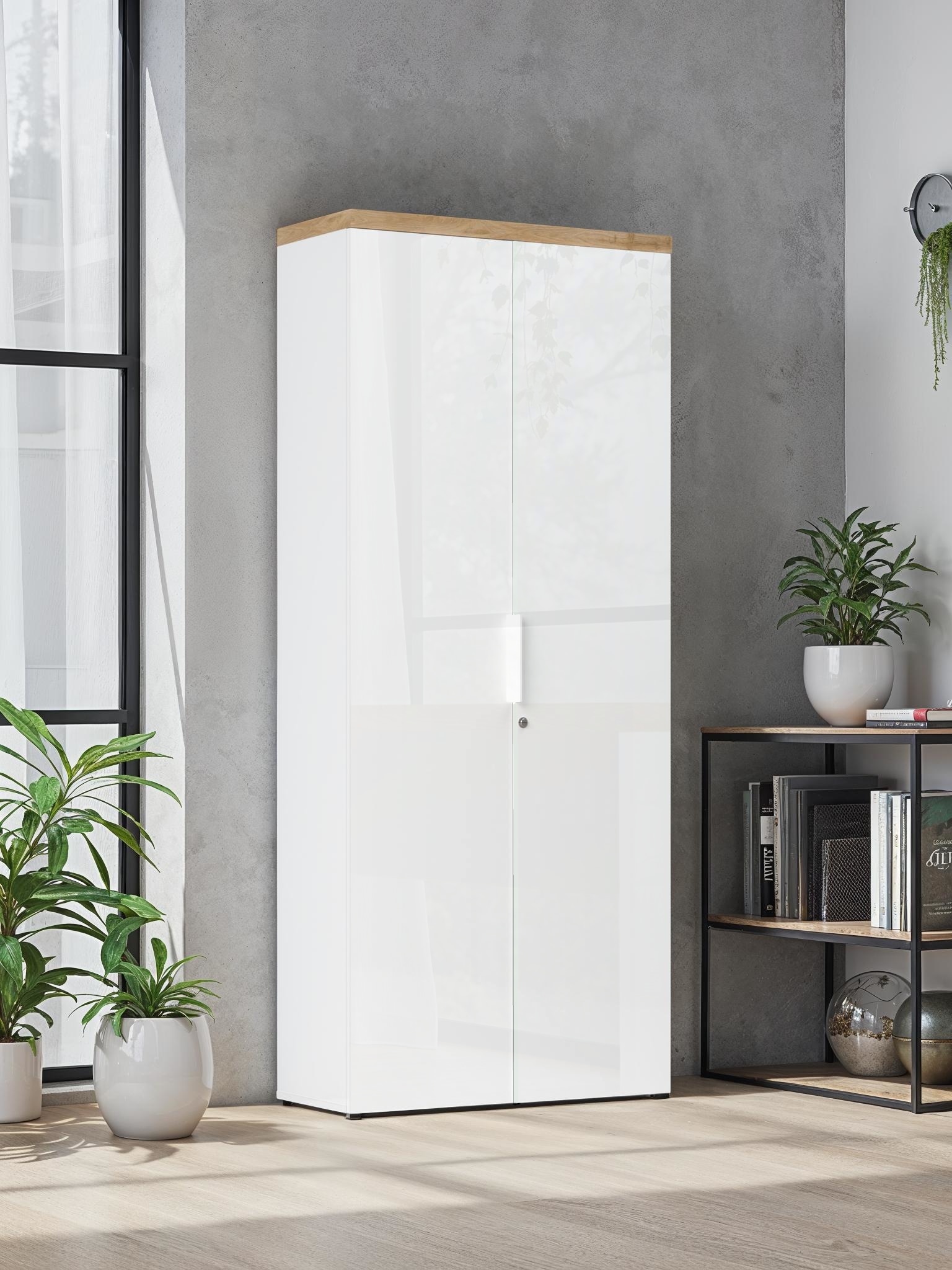 INOSIGN Aktenschrank »Easy B/H 81/190 cm, Büroschrank, Mehrzweckschrank mit 2 Türen« abschließbar, 4 Böden, Metallgriffe, Top 38 mm stark