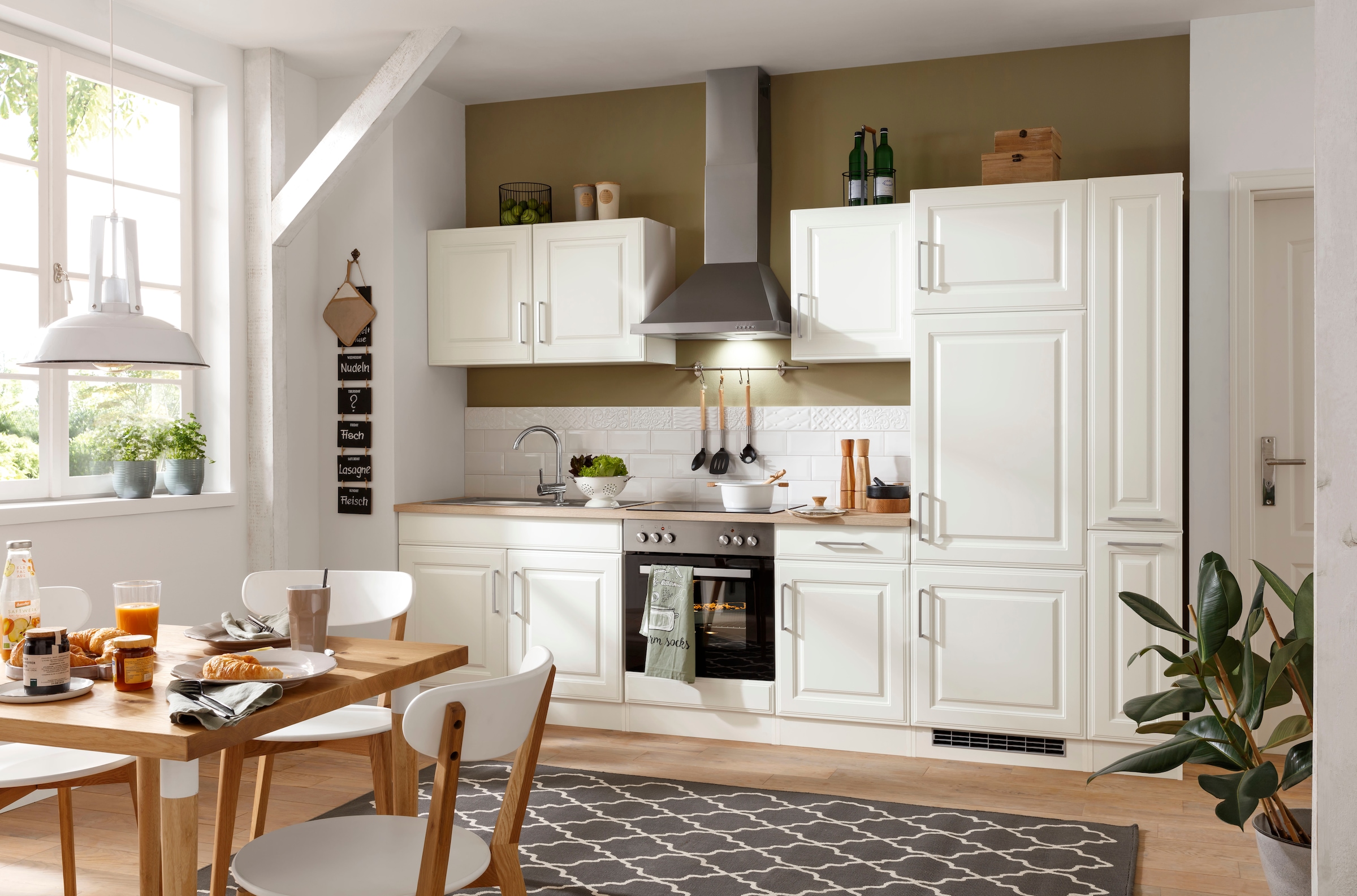HELD MÖBEL cm, 300 MDF »Stockholm«, bestellen bei mit Küchenzeile im Breite hochwertigen Fronten OTTO Landhaus-Stil
