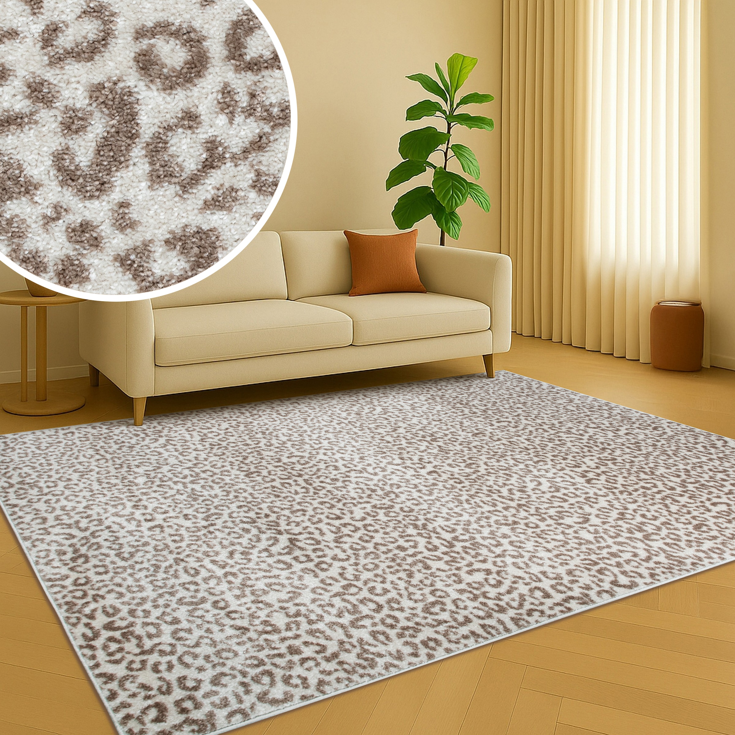 OTTO home Teppich »Fynna, Leoparden-Muster, Animal Print, modern« rechteckig 9 mm Höhe Leo, besonders weicher Flor, Wohnzimmer, Schlafzimmer, Esszimmer