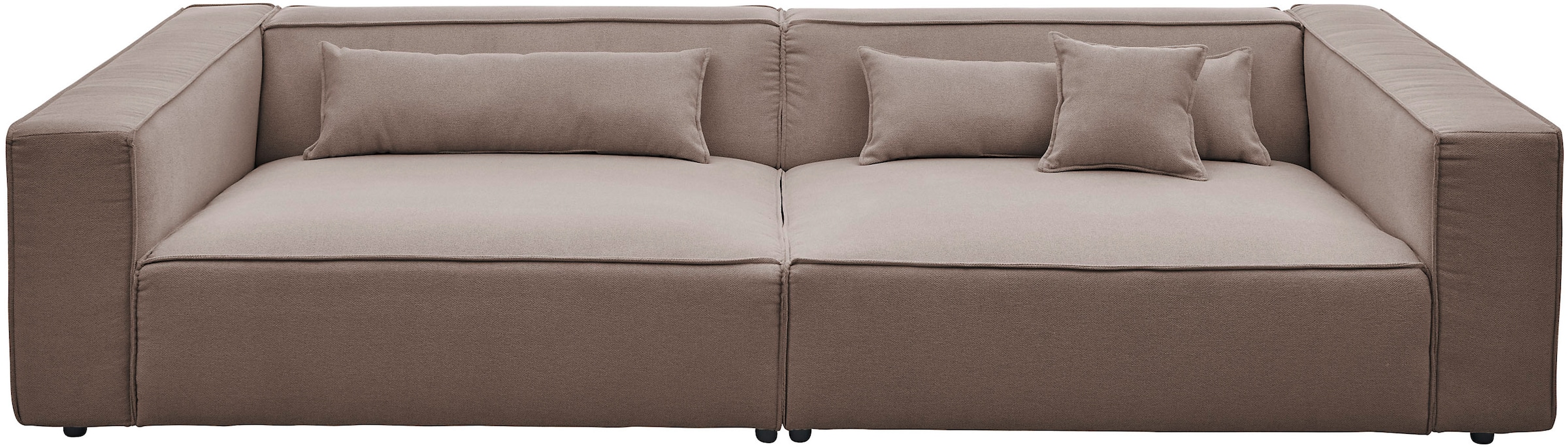 LeGer Home by Lena Gercke 3-Sitzer »PIARA, XXL Sofa mit Kedernaht, Big-Sofa in Cord oder Leinenoptik«, schwarze Füße, bequemer Sitzkomfort, extra tiefe Sitzfläche