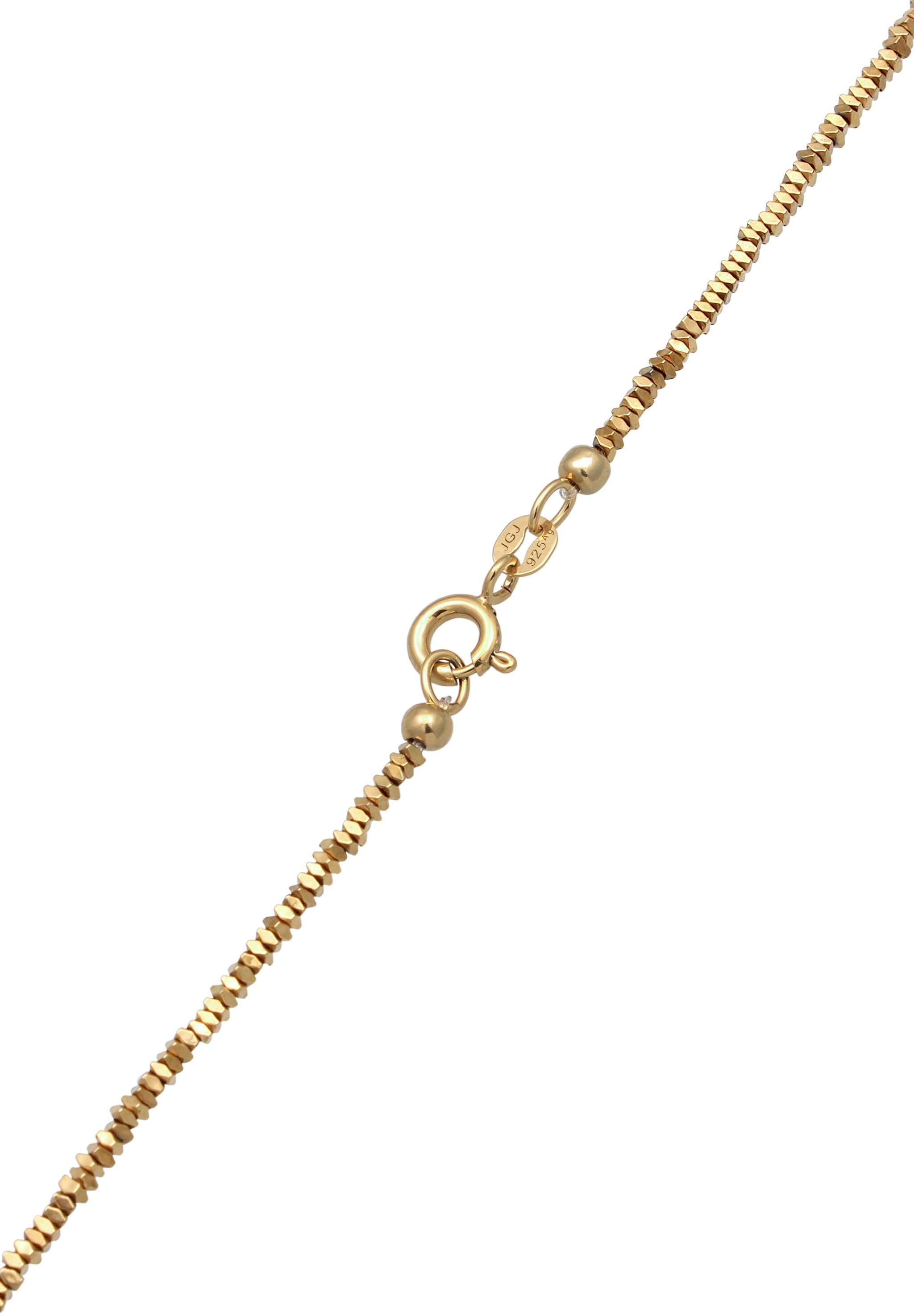 Elli Silberkette »Halskette Perlen Synthetischer Hämatit Gold 925 Sterling Silber vergoldet«
