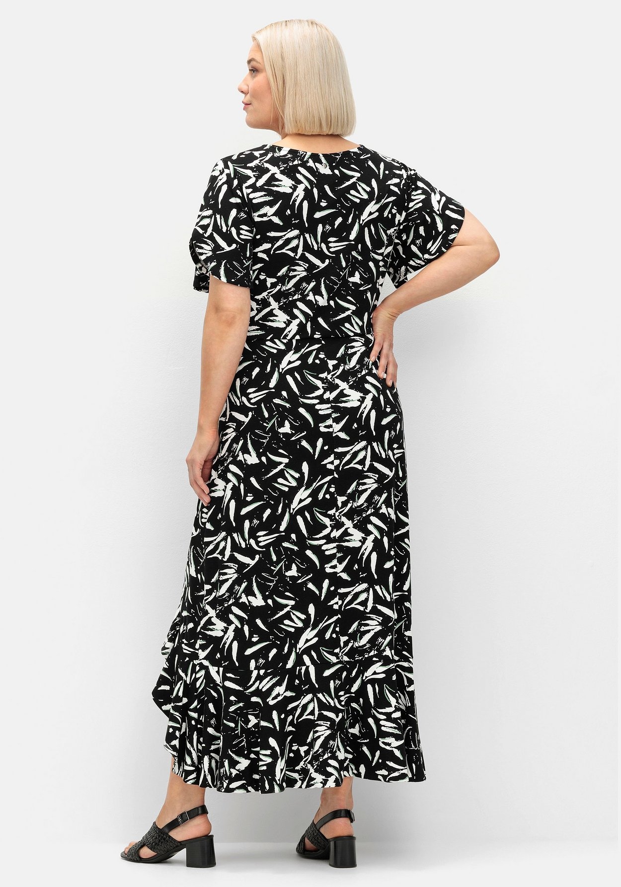 Sheego Maxikleid »Maxikleid in Wickeloptik, mit hohem Schlitz«