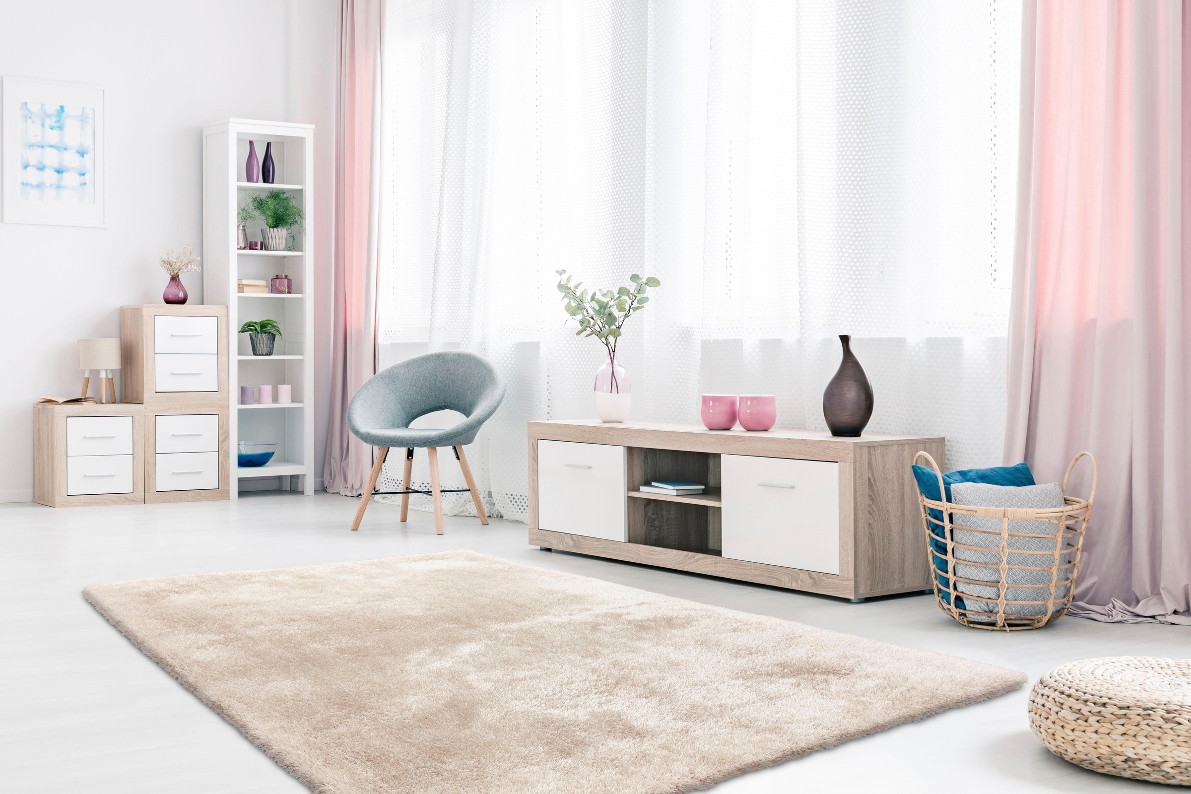 calo-deluxe Hochflor-Teppich »Giora 200« rechteckig 80 mm Höhe getuftet, besonders weich durch Microfaser, Wohnzimmer, Schlafzimmer