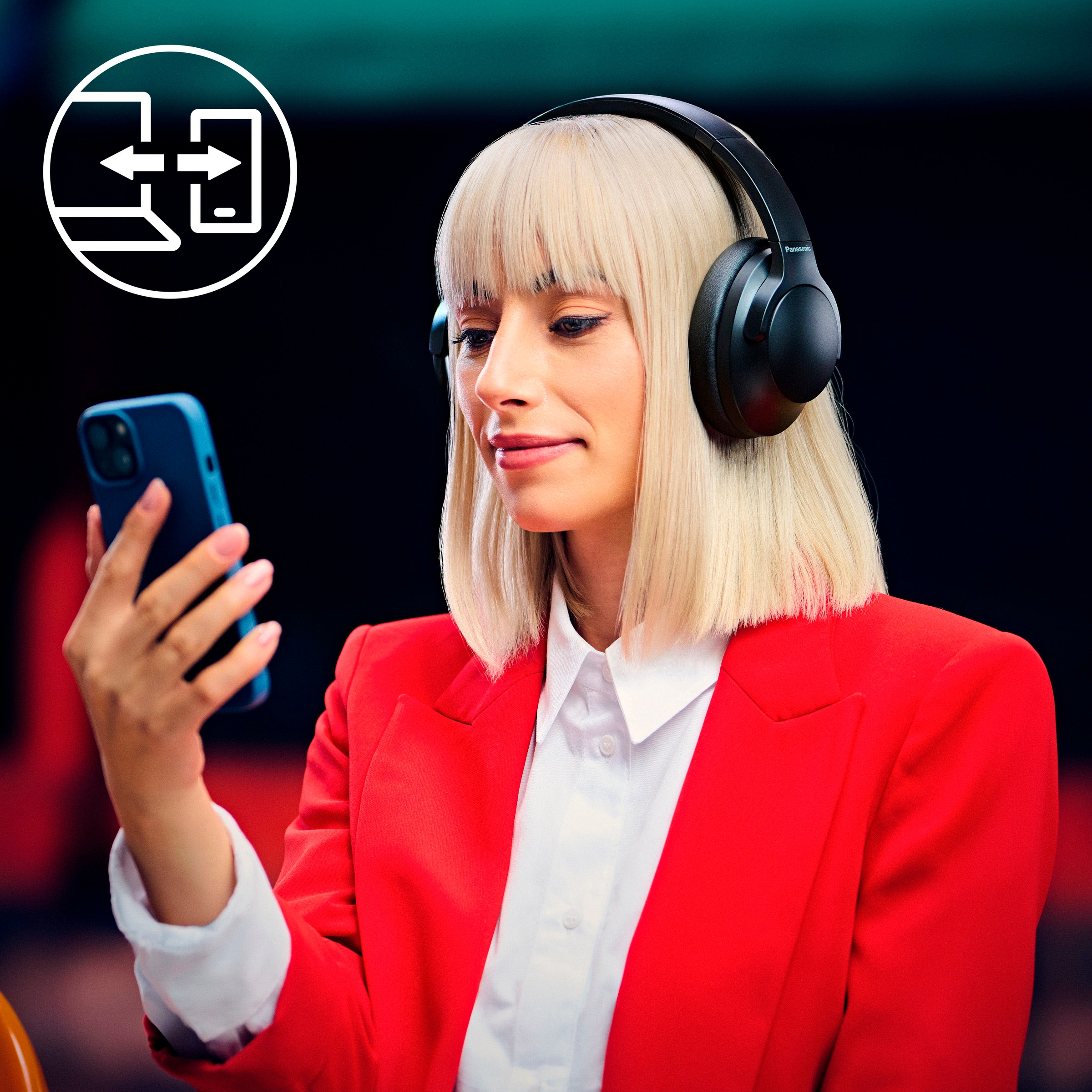 Panasonic Bluetooth-Kopfhörer »RB-HX330B«, A2DP Bluetooth-AVRCP Bluetooth-HFP-Bluetooth, Active Noise Cancelling (ANC)-Freisprechfunktion-Multi-Point-Verbindung-Sprachsteuerung-kompatibel mit Siri
