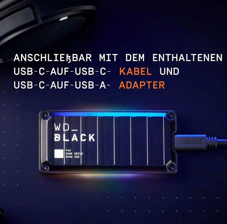 WD_Black externe Gaming-SSD »WD_BLACK P40 Game Drive SSD«, Anschluss USB 3.2-USB-C, RGB mit 2 Zonen