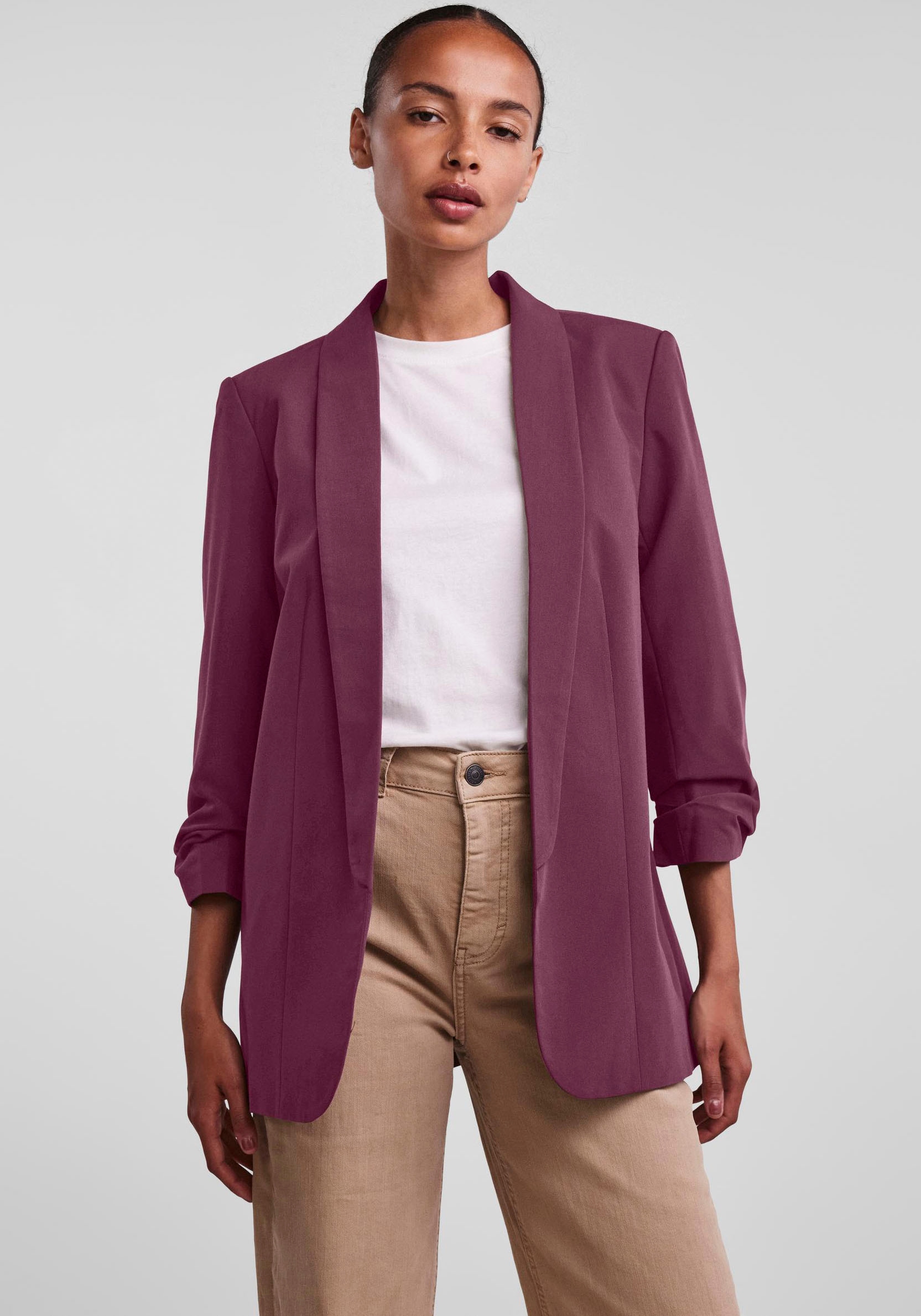 pieces Blusenblazer »PCBOSELLA 3/4 BLAZER NOOS«, mit Faltendetail am Ärmel