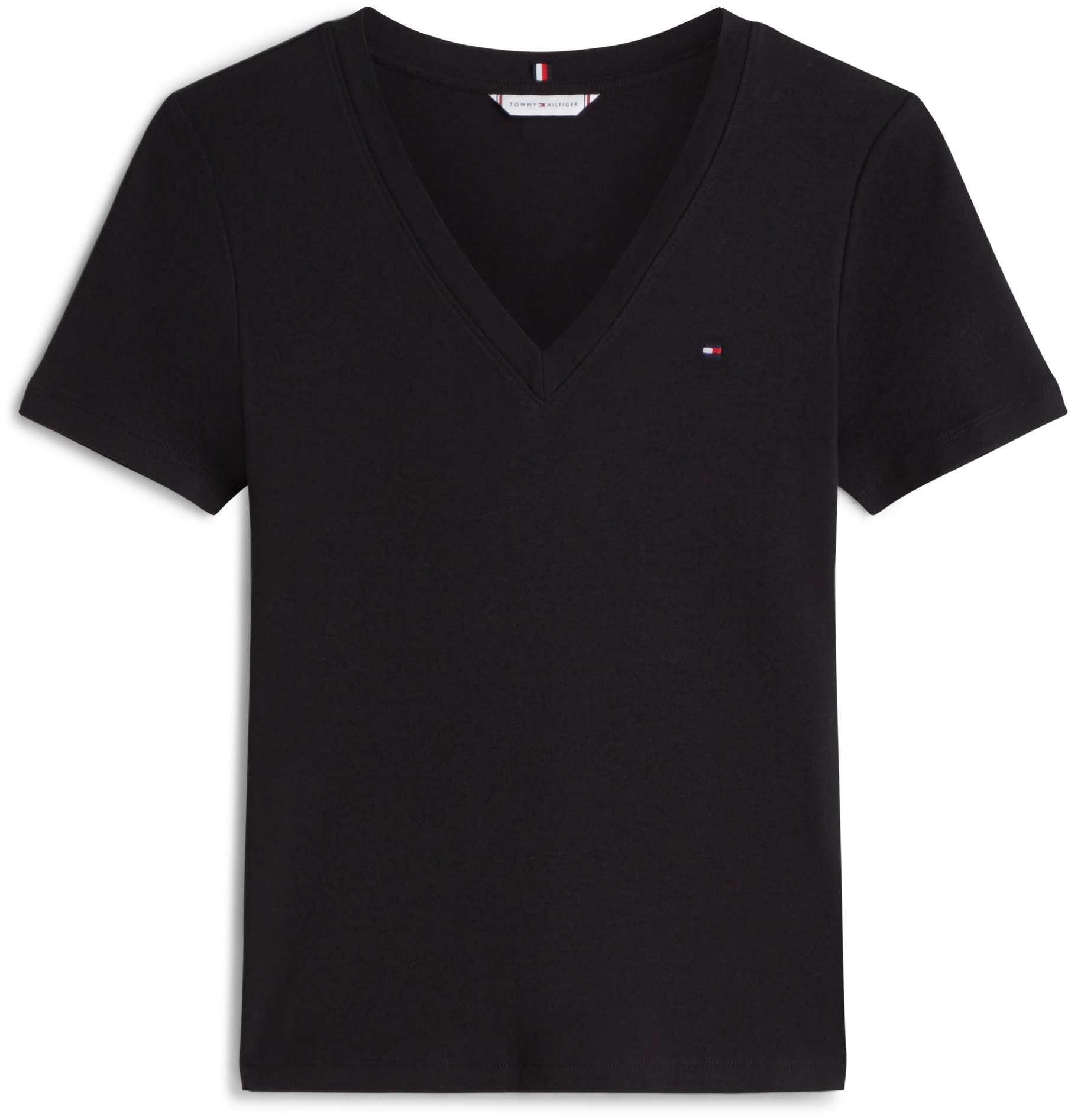 Tommy Hilfiger T-Shirt »SLIM CODY V-NK SS mit V-Ausschnitt und Streifen«, gestreift, casual, slim fit, Baumwolle, V-Ausschnitt