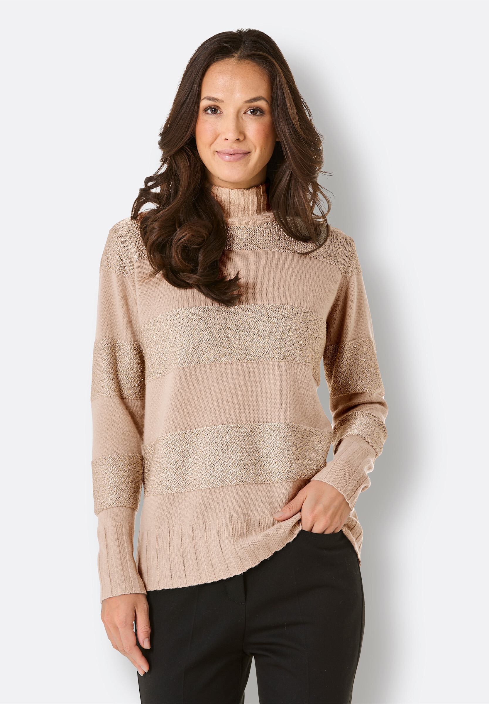 creation L Strickpullover »Merino-Kaschmir-Pullover Wollpullover mit Paillettengarn«