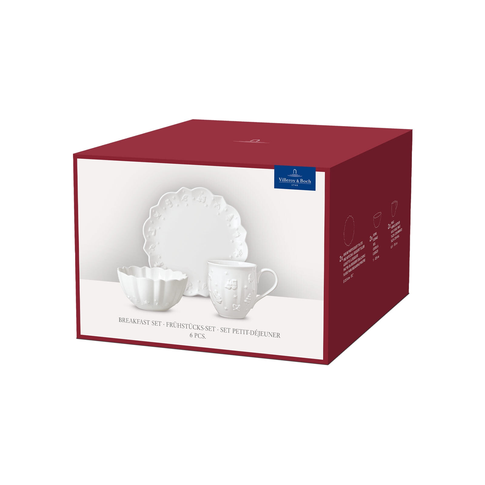 Villeroy & Boch Geschirr-Set »Frühstücks-Set Toy's Delight Royal Classic 6er Set weiß« Spülmaschinengeeignet, Mikrowellenfest