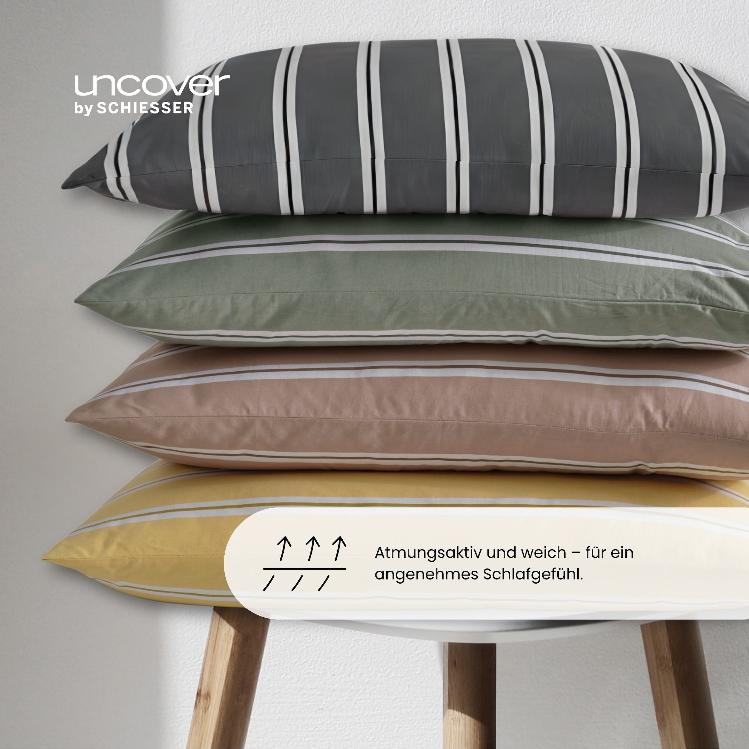 uncover by SCHIESSER Bettwäsche »Colorado mit Streifen in angesagten Farben, 135x200 cm + 80x80 cm« 2 Stk. OEKO-TEX® MADE IN GREEN