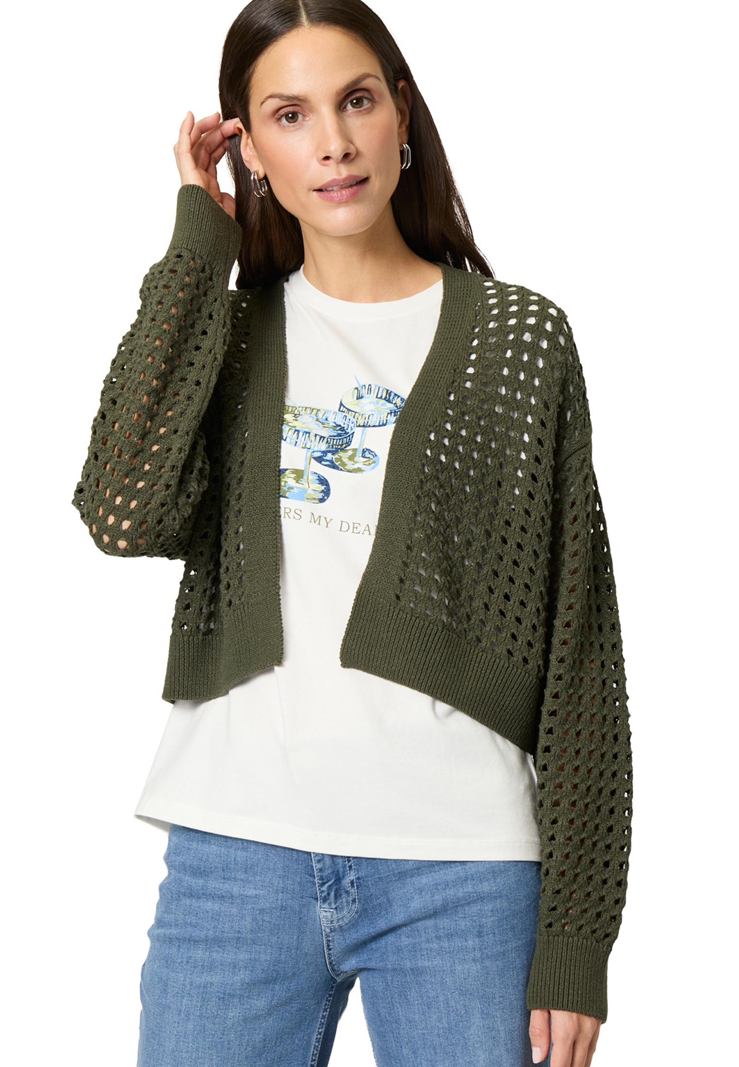 Zero Strickjacke »Strickjacke mit Lochmuster«