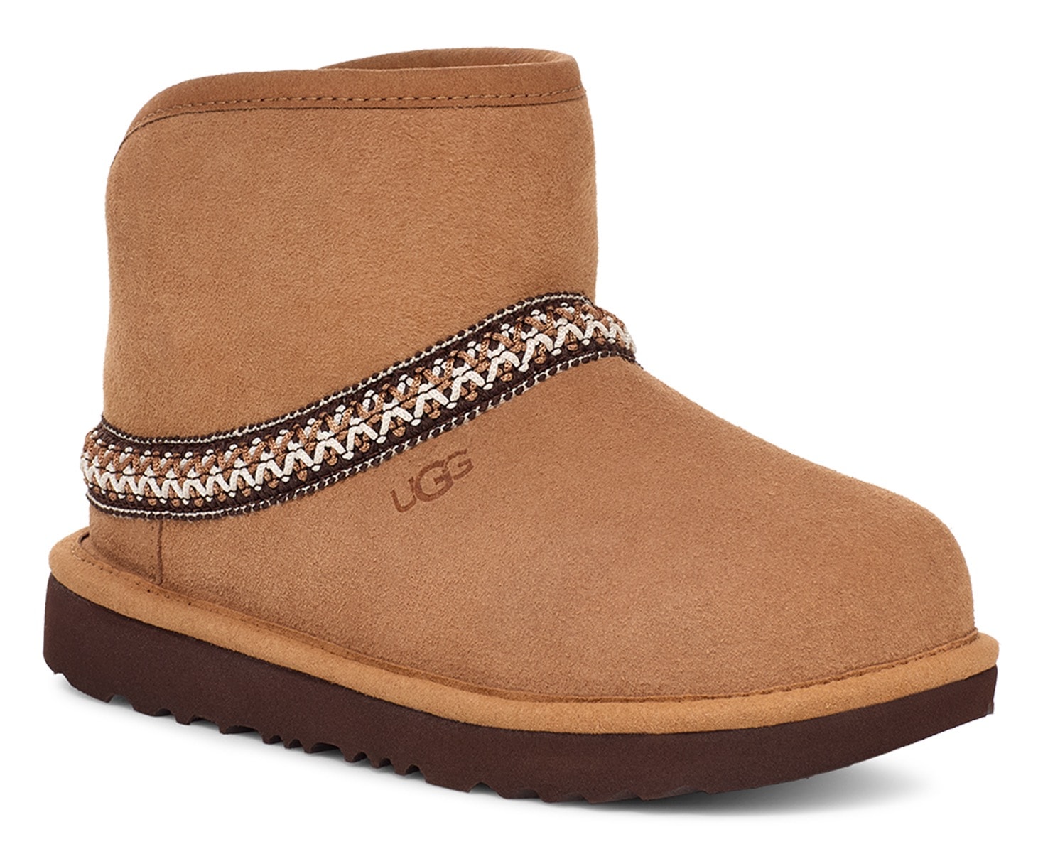 UGG Schlupfboots »CLASSIC MINI CRESCENT«, Schlupfstiefel, Hüttenschuh, Winterschuh mit Lammfellkragen