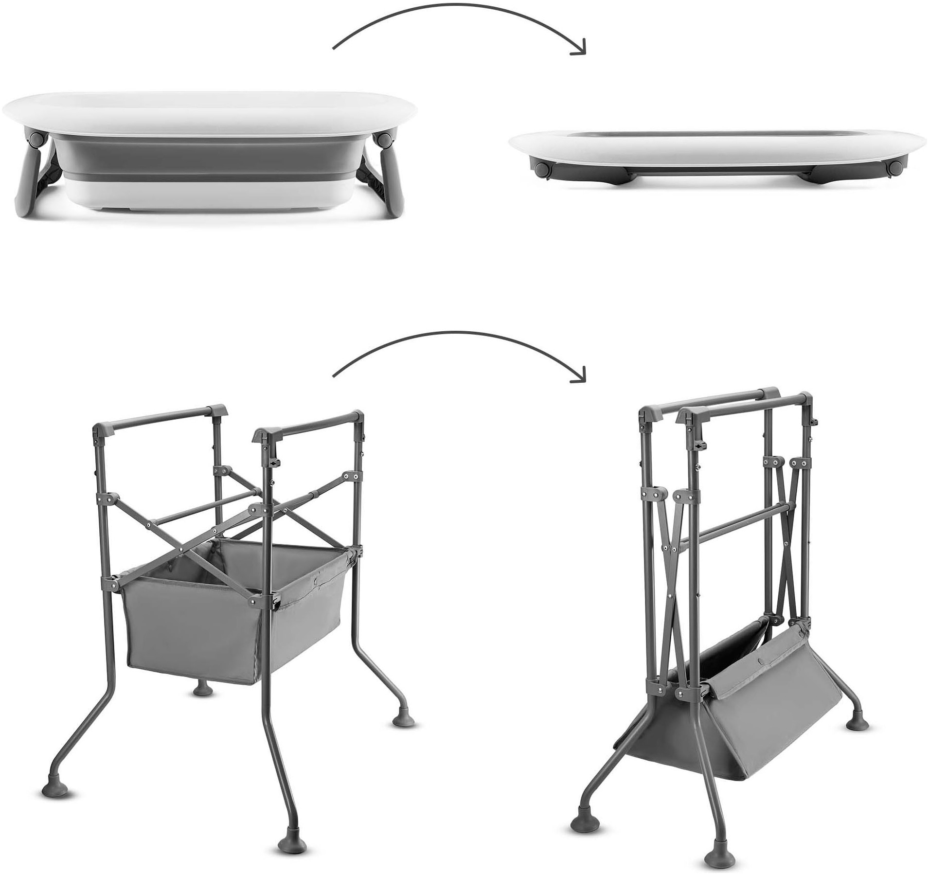 Kinderkraft Babybadewanne »BUBBLY« Höhe 98 cm Ablaufschlauch | zusammenfaltbar mit Wickelauflage