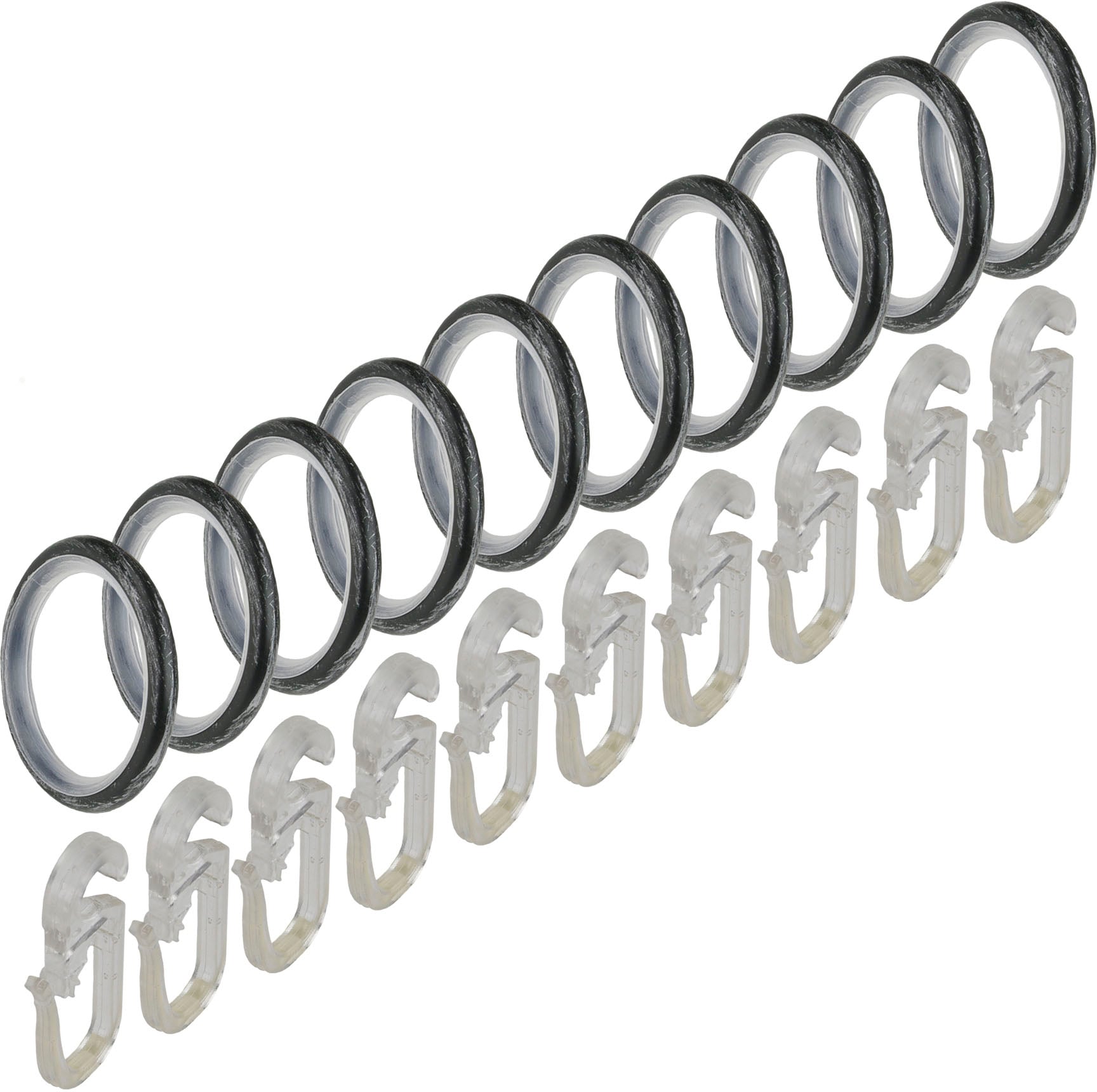 Liedeco Gardinenring »Gardinenring, Stilring, Ringe für Gardinenrohre 16 mm "Esperanca"«, (10 St.), Gardinenring mit Faltenlegehaken