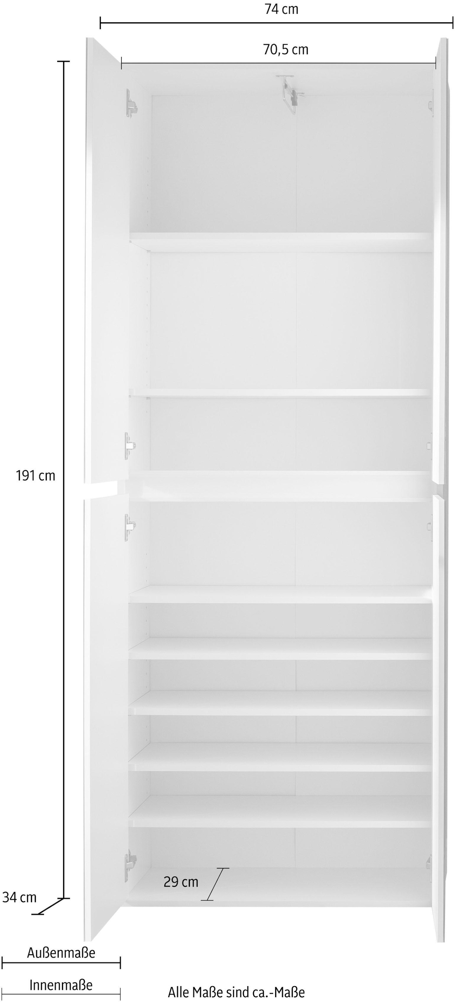 INOSIGN Garderobenschrank »Malcesine«, mit Spiegelfront, 1 Kleiderstange und 7 Böden, Breite 74 cm