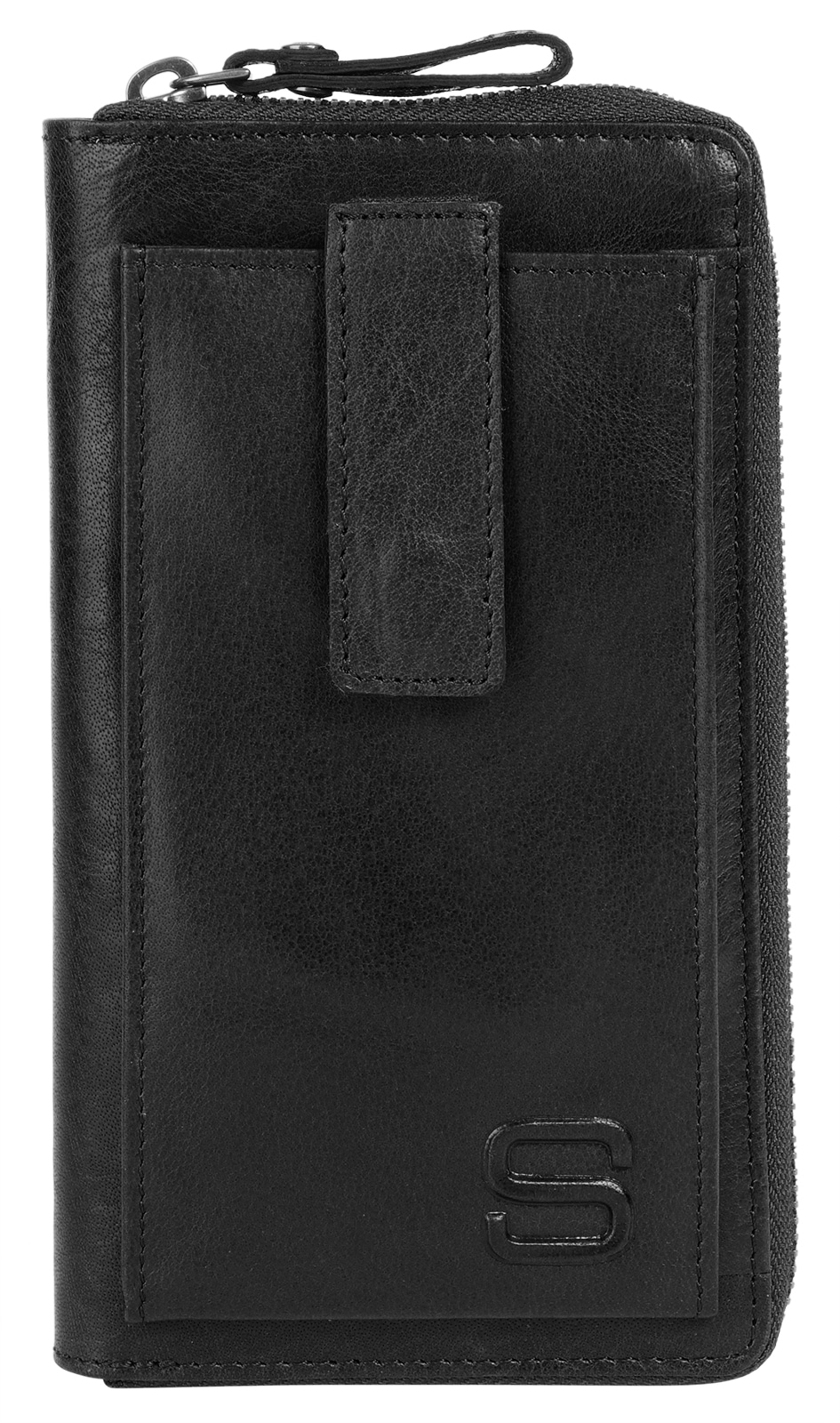 Spikes & Sparrow Damen Geldbörse echt Leder in schwarz